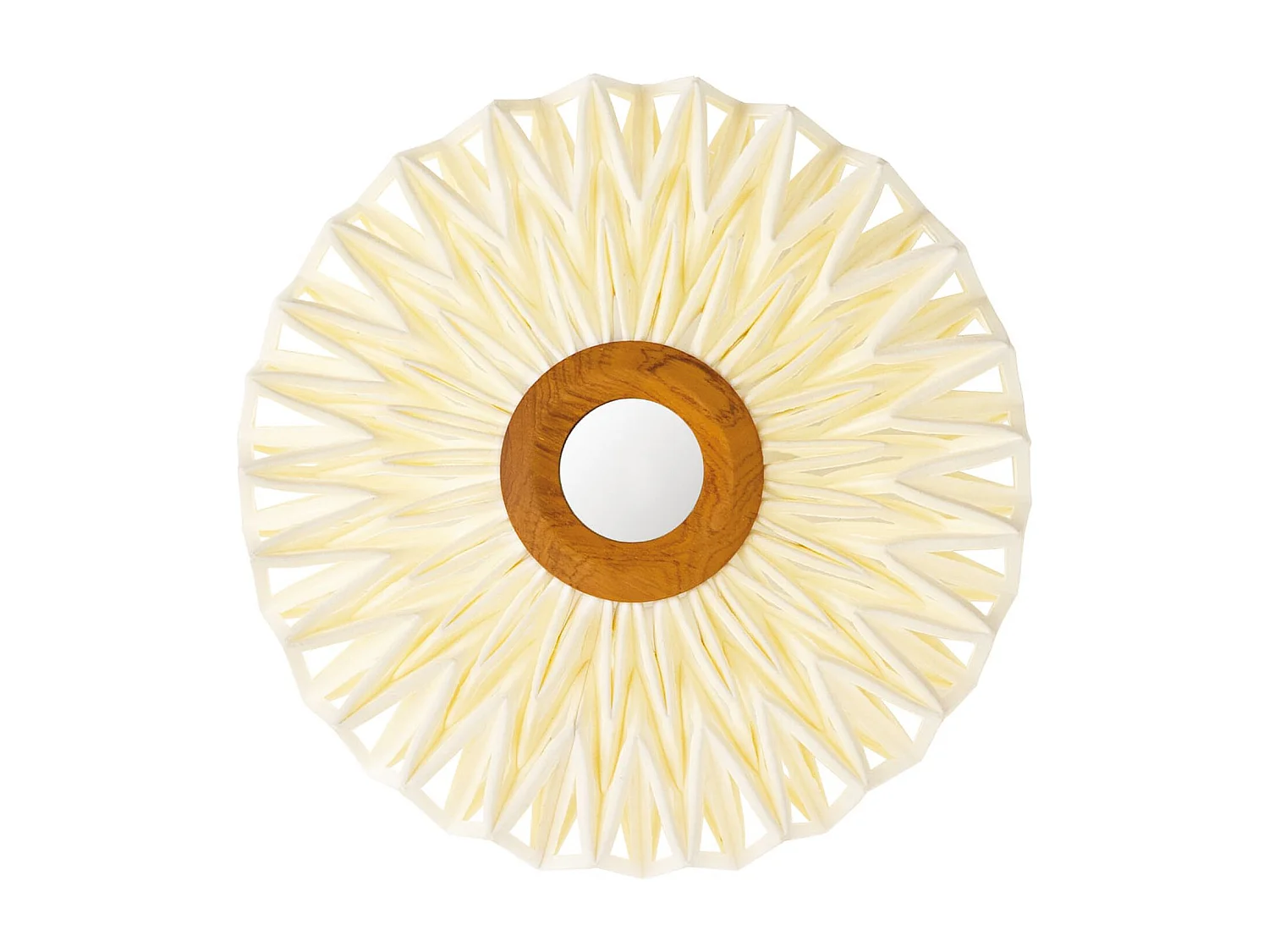 Now's Home - Applique En Lin Blanc Cassé Miroir Au Milieu Dia40cm Matahari