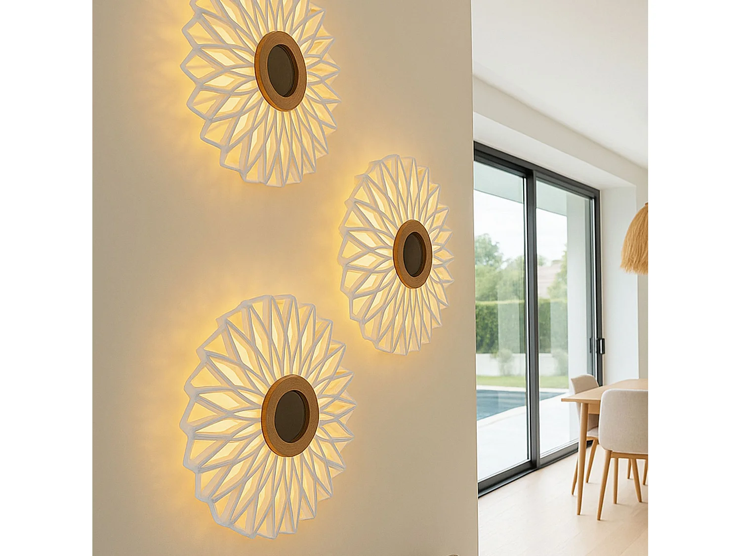 Now's Home - Applique En Lin Blanc Cassé Miroir Au Milieu Dia40cm Matahari