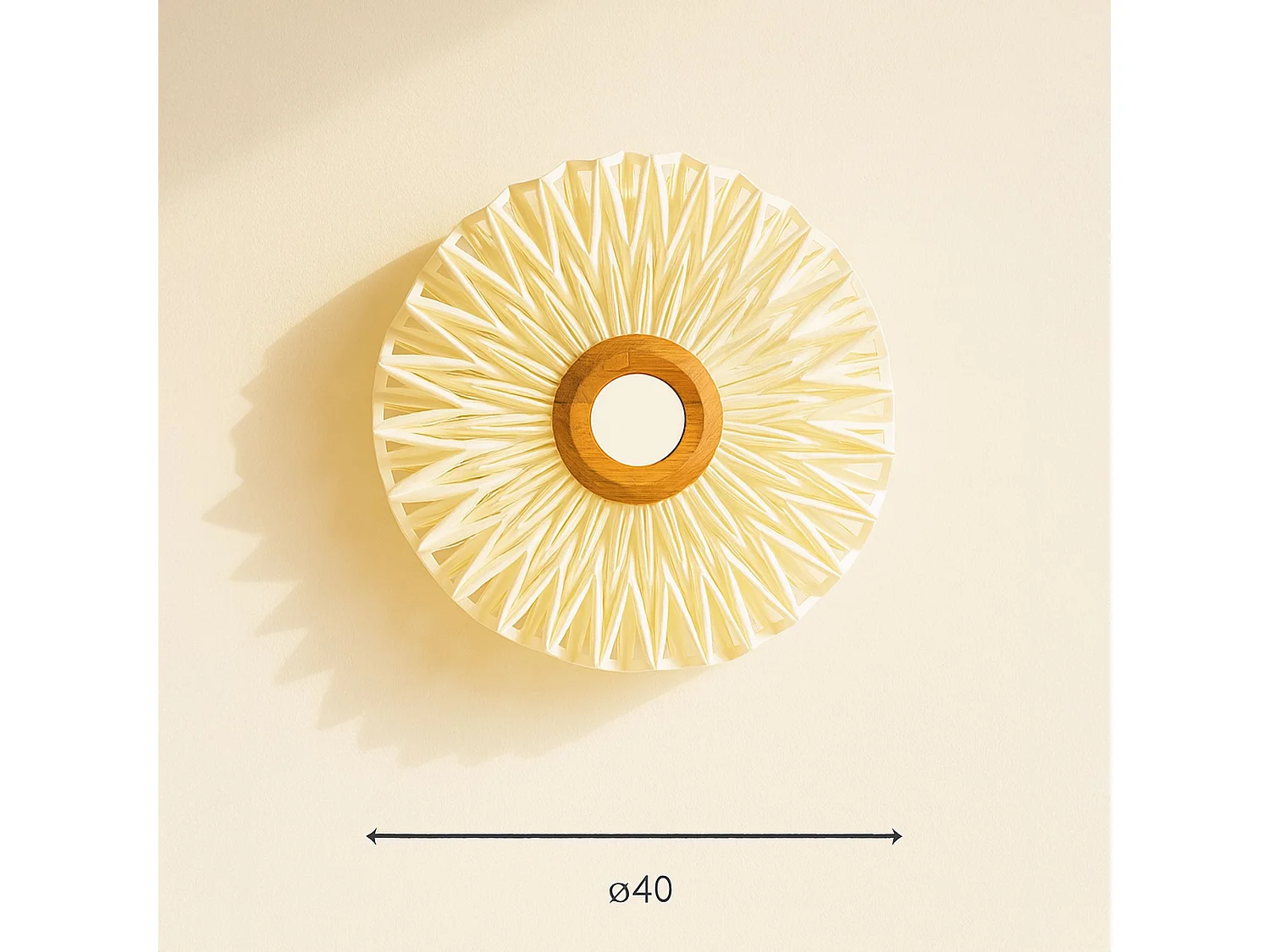 Now's Home - Applique En Lin Blanc Cassé Miroir Au Milieu Dia40cm Matahari