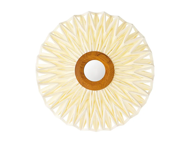 Now's Home - Applique En Lin Blanc Casse Miroir Au Milieu Dia40cm Matahari