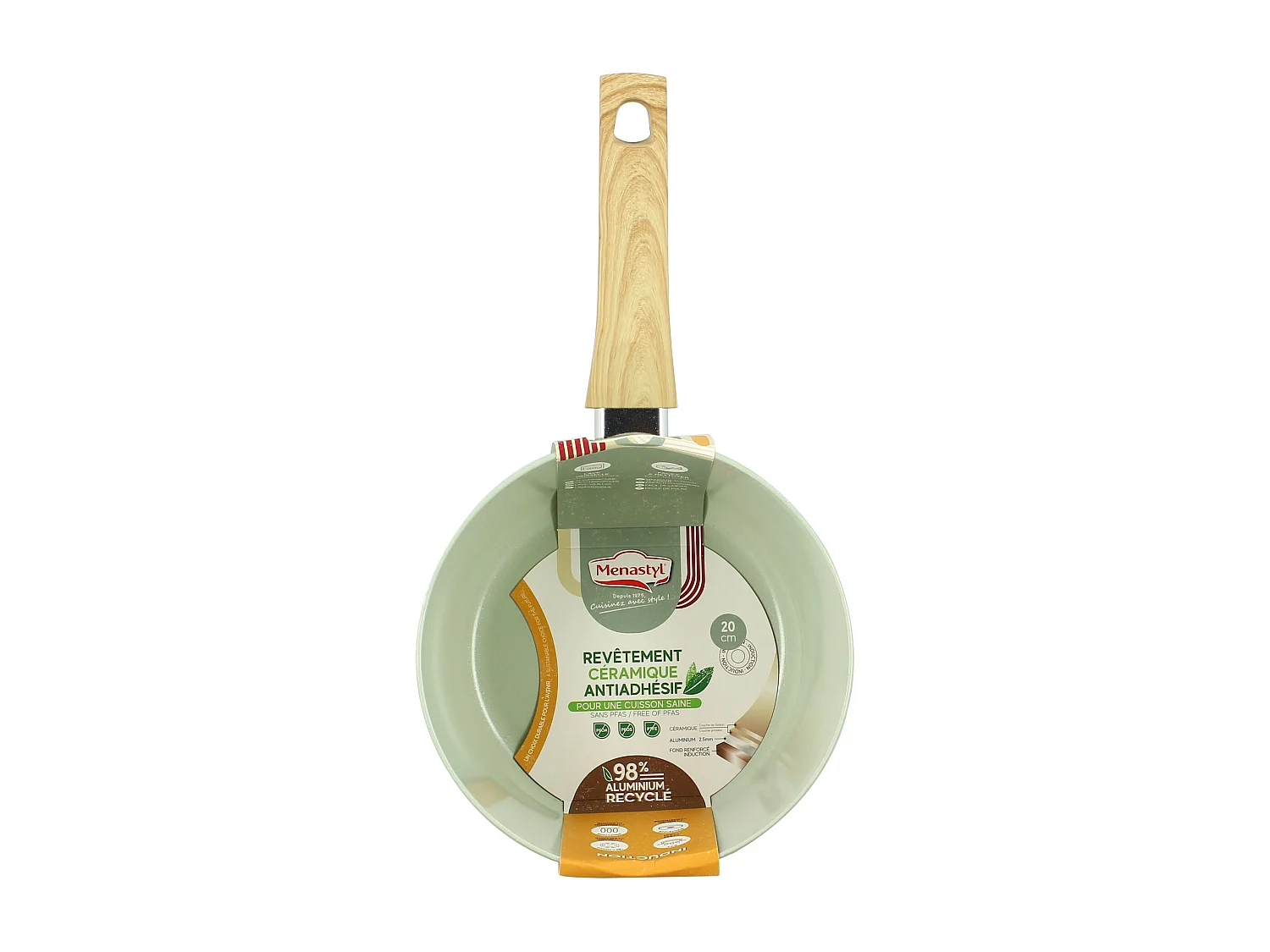 Menastyl - Casserole 20cm Colorama Celadon - En Aluminium - Revetement Antiadhesif En Ceramique