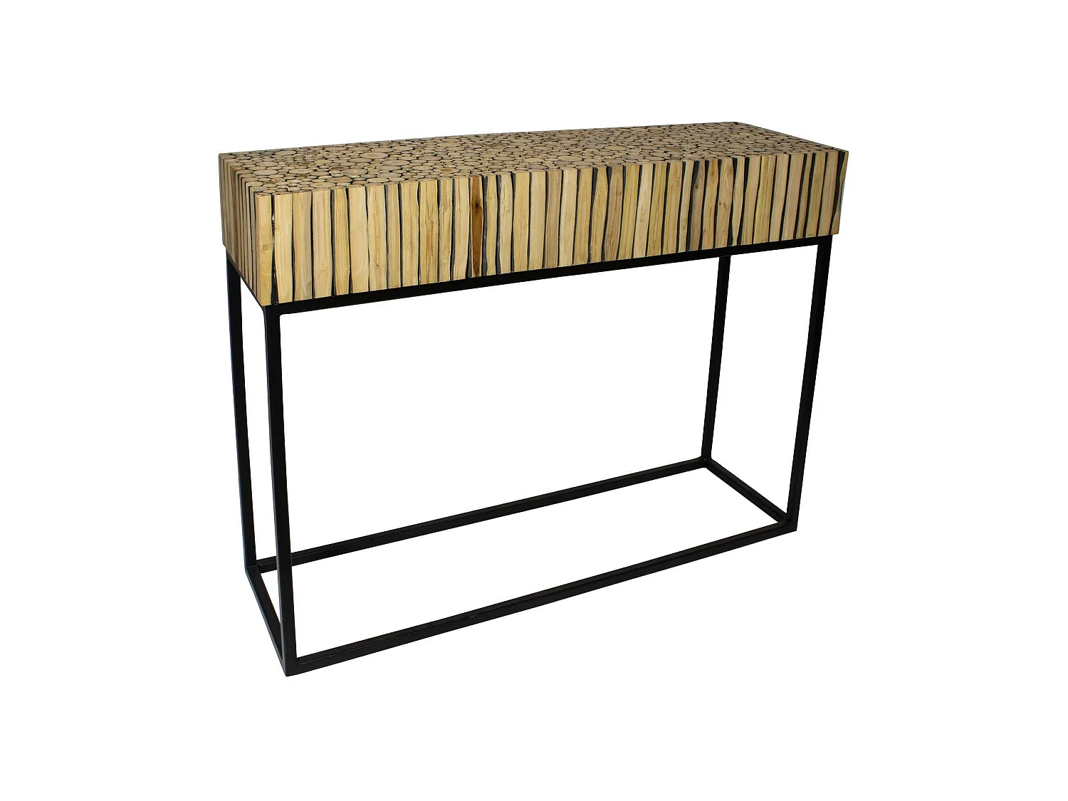 Now's Home - Console En Branche De Teck Pied En Metal Noir 100x30xh75cm Tahaa
