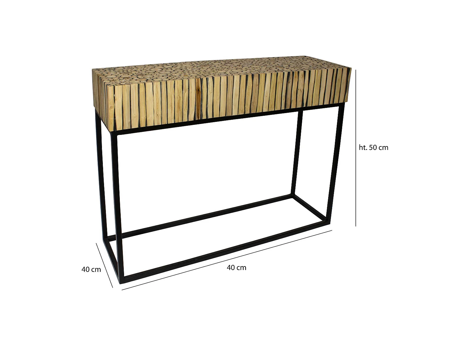 Now's Home - Console En Branche De Teck Pied En Metal Noir 100x30xh75cm Tahaa