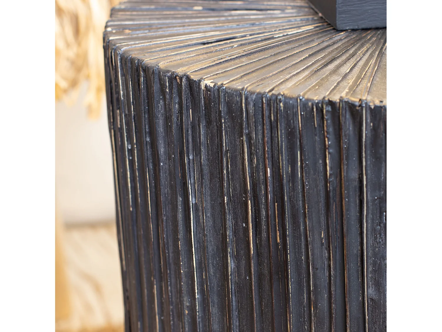 Now's Home - Meuble D'appoint En Bois Et Feuilles De Cocotier O33cm Et H43cm -tupai