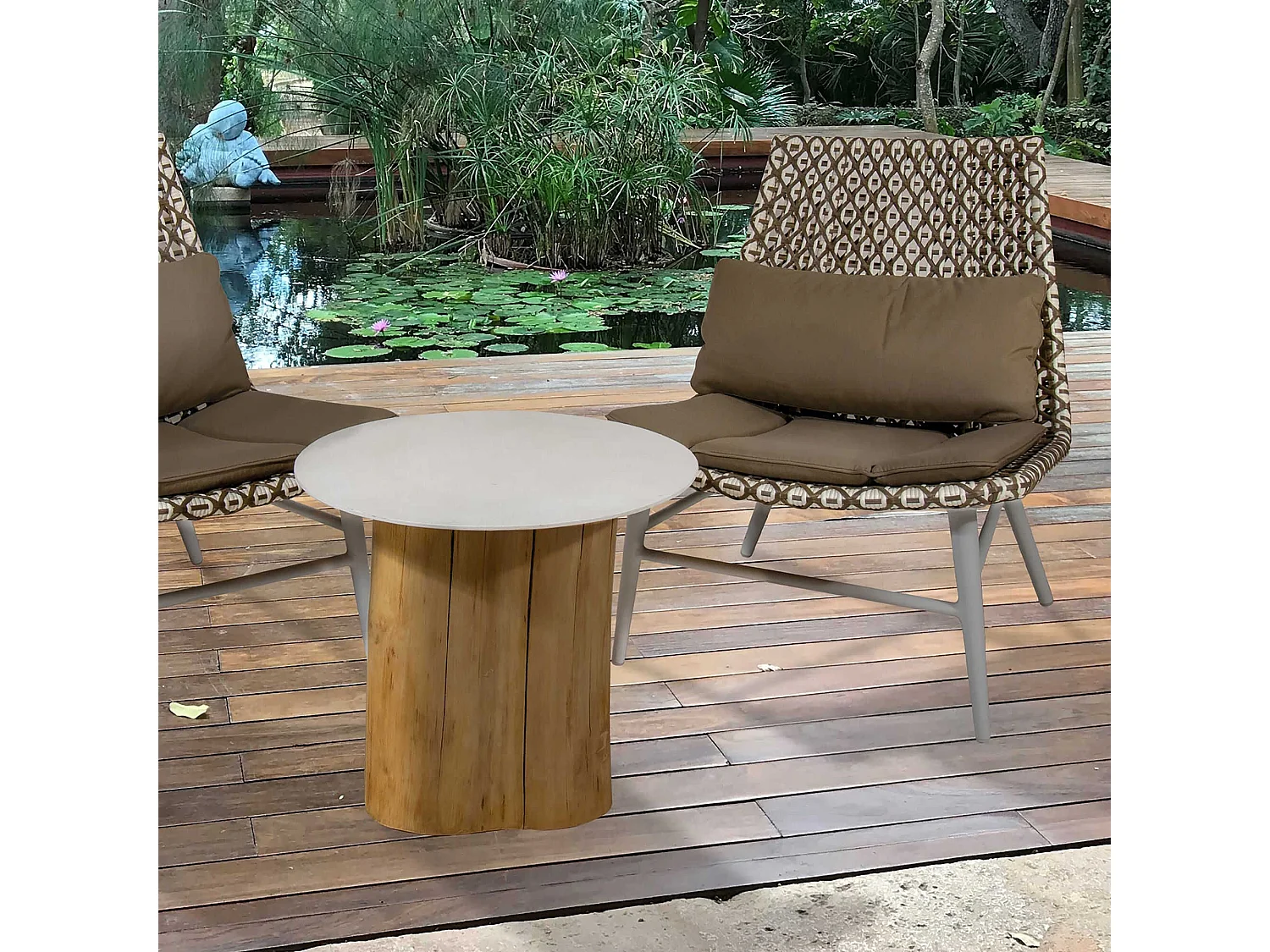 Now's Home - Bout De Canape En Teck Et Plateau En Aluminium Blanc