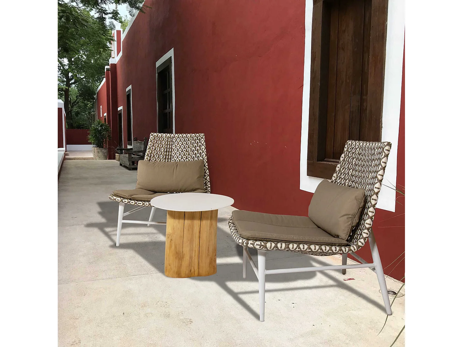 Now's Home - Bout De Canape En Teck Et Plateau En Aluminium Blanc