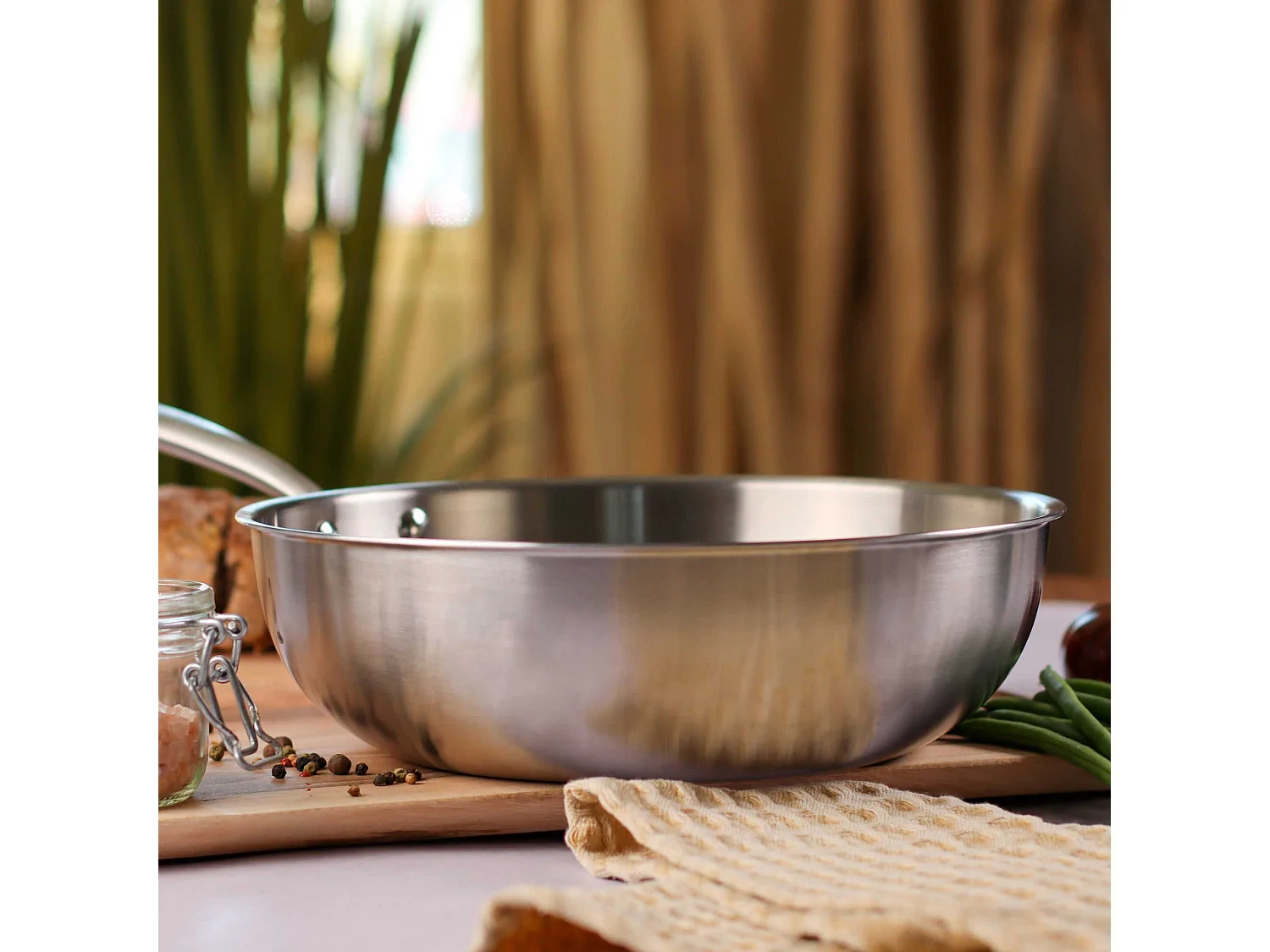 Menastyl - Wok Triply 28cm En Acier Inoxydable - Made In France