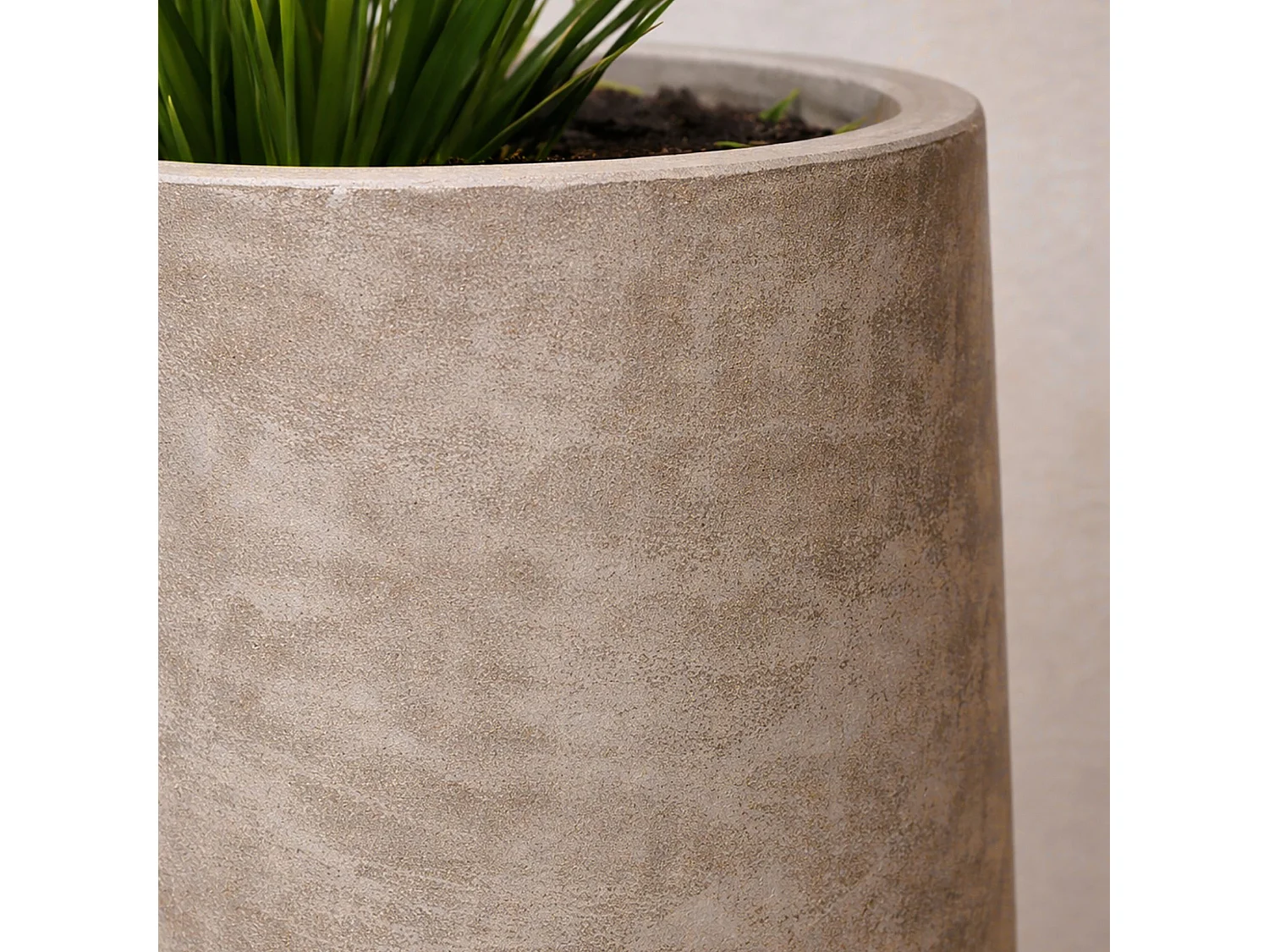 Now's Home - Set2 Pots Ronds En Fibre D'argile Taupe D40xht80 Et D55xht110cm Faro