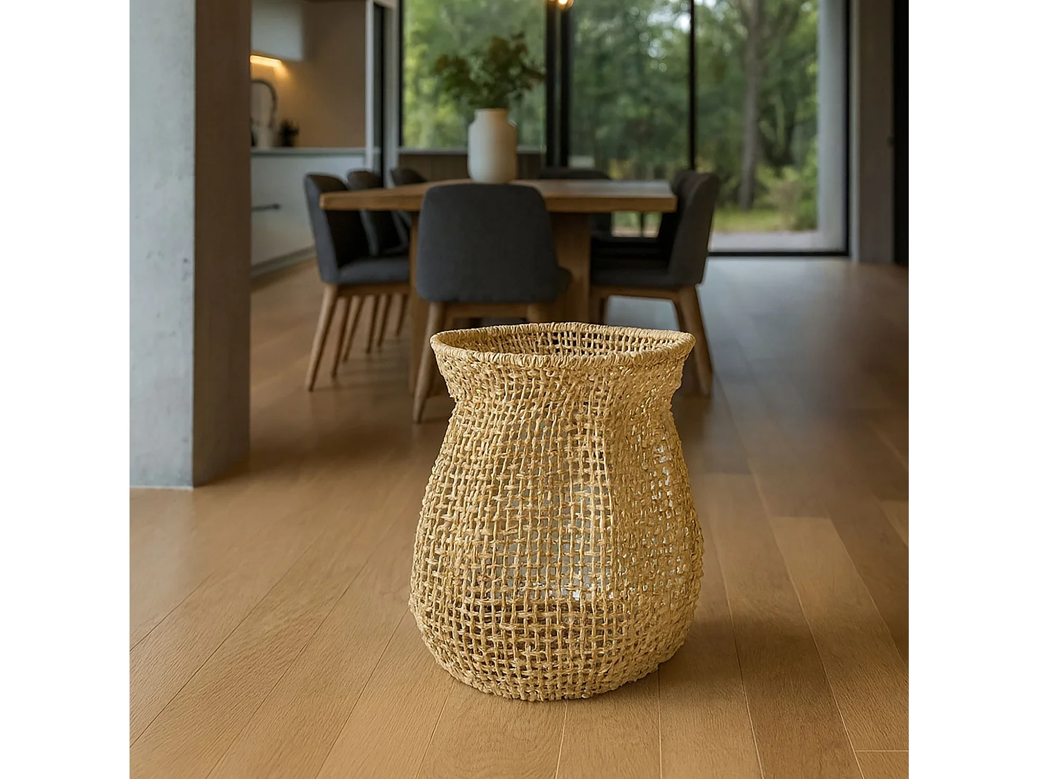 Now's Home - Panier/cache Pot Fibre Dabaca Couleur Naturelle O42xh50cm Abaca