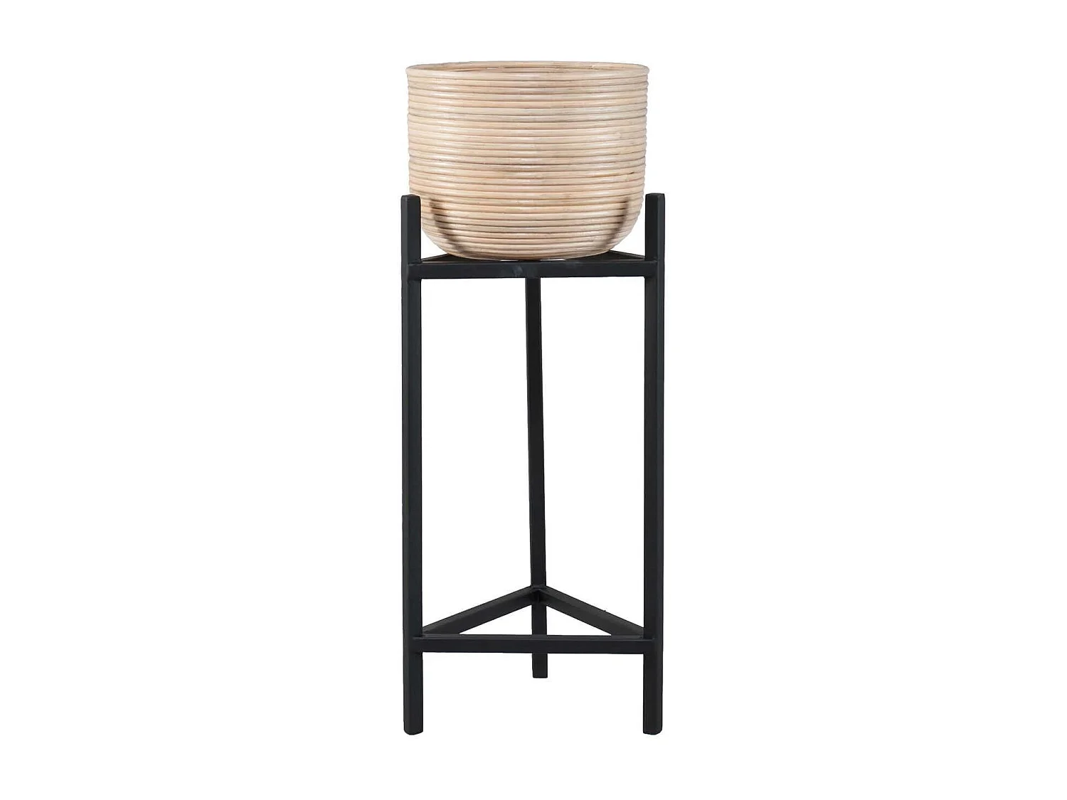 Now's Home - Cache Pot Medium - Rotin - Pieds Metal Noir 30 X 32 X 66/78 Cm Lima