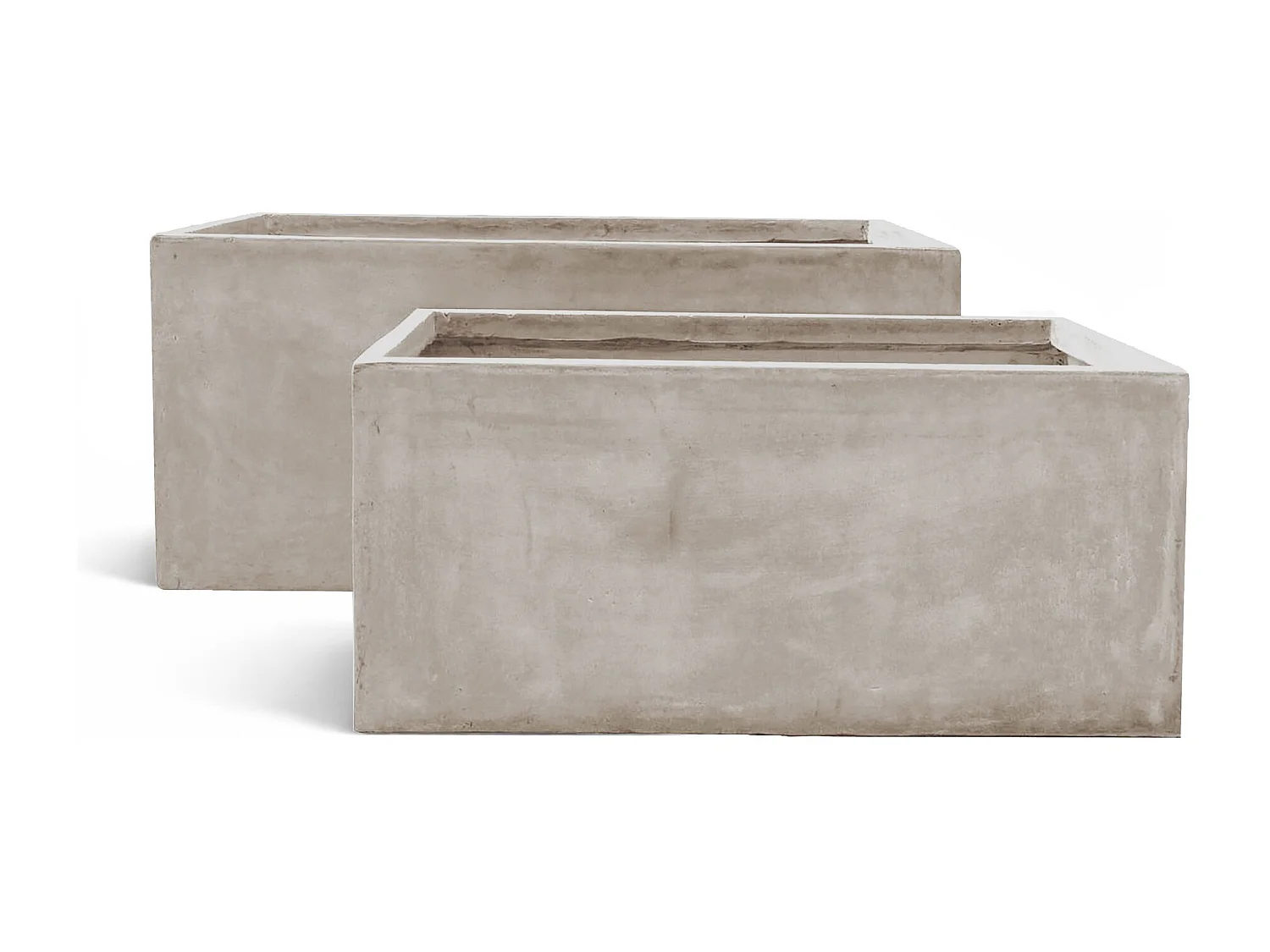 Now's Home - Set De 2pots Rectangles Fibre D'argile80x37xht37 /100x47xht47cm Faro