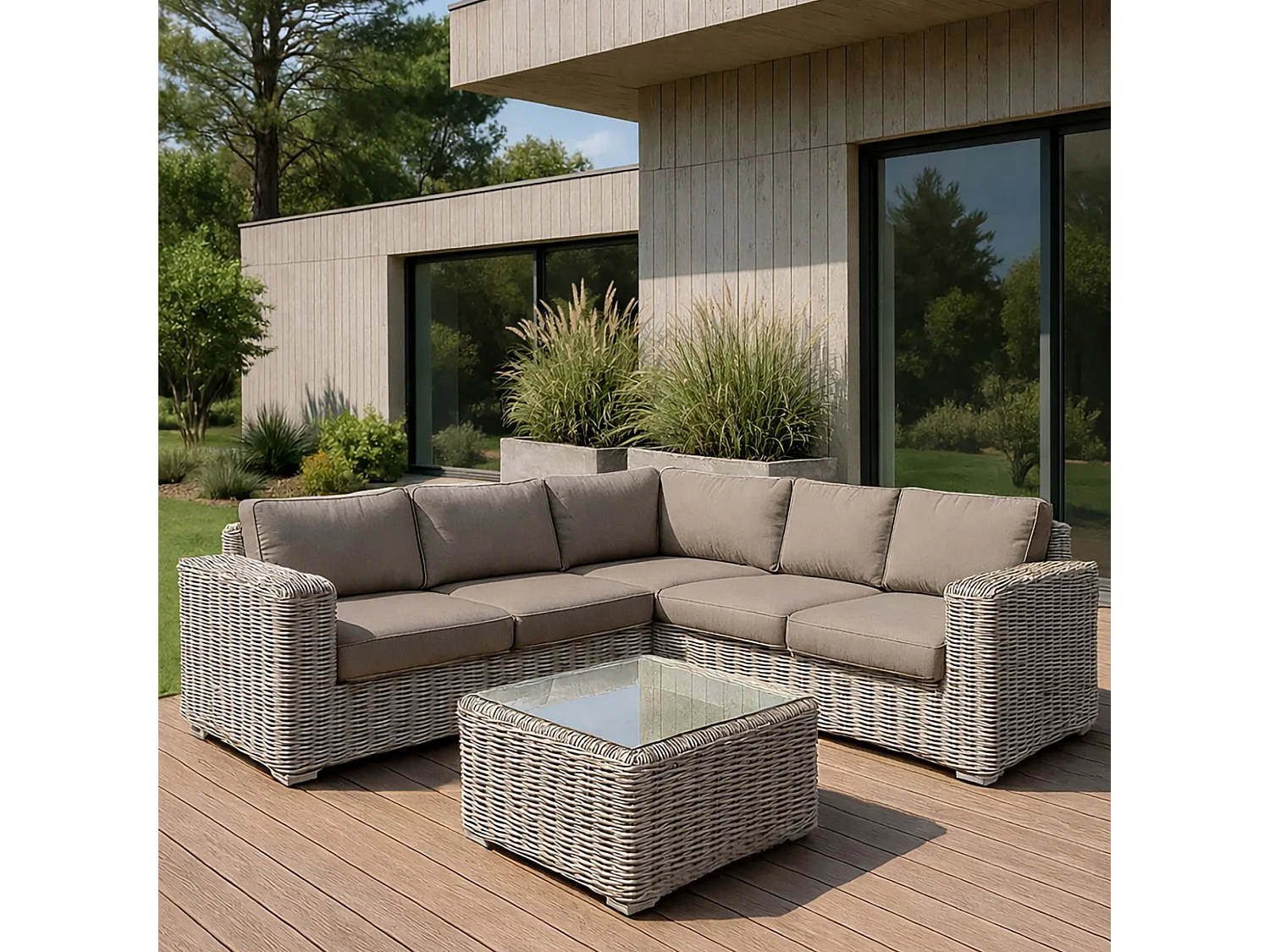 Now's Home - Set De 2pots Rectangles Fibre D'argile80x37xht37 /100x47xht47cm Faro