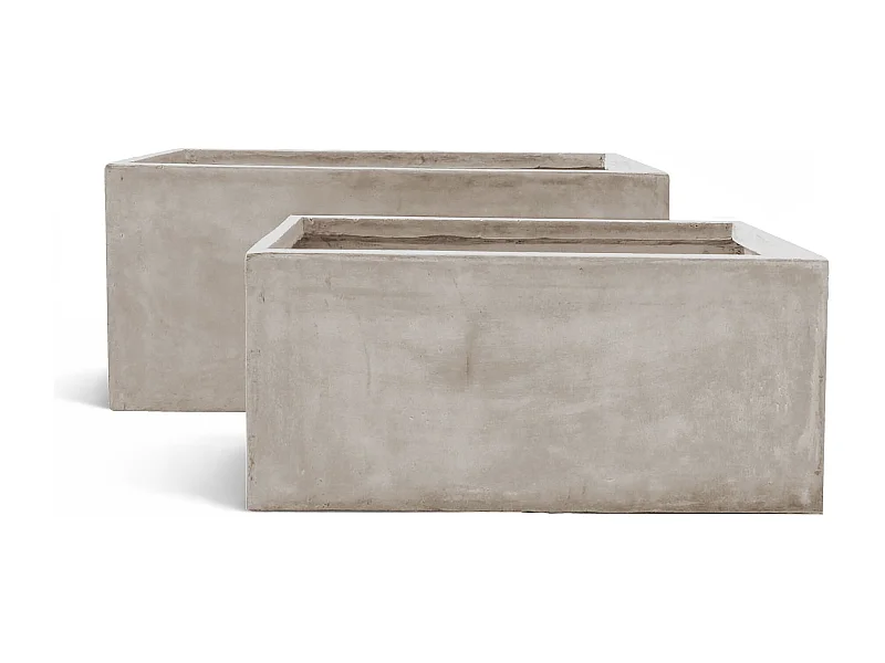 Now's Home - Set De 2pots Rectangles Fibre D'argile80x37xht37 /100x47xht47cm Faro