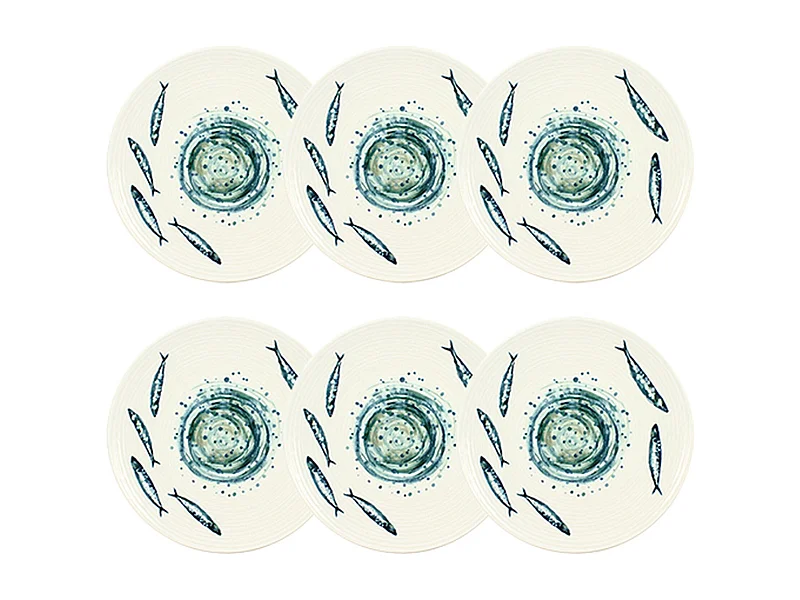 Novastyl - Lot 6 Assiettes Plates Sardine 27cm En Faience