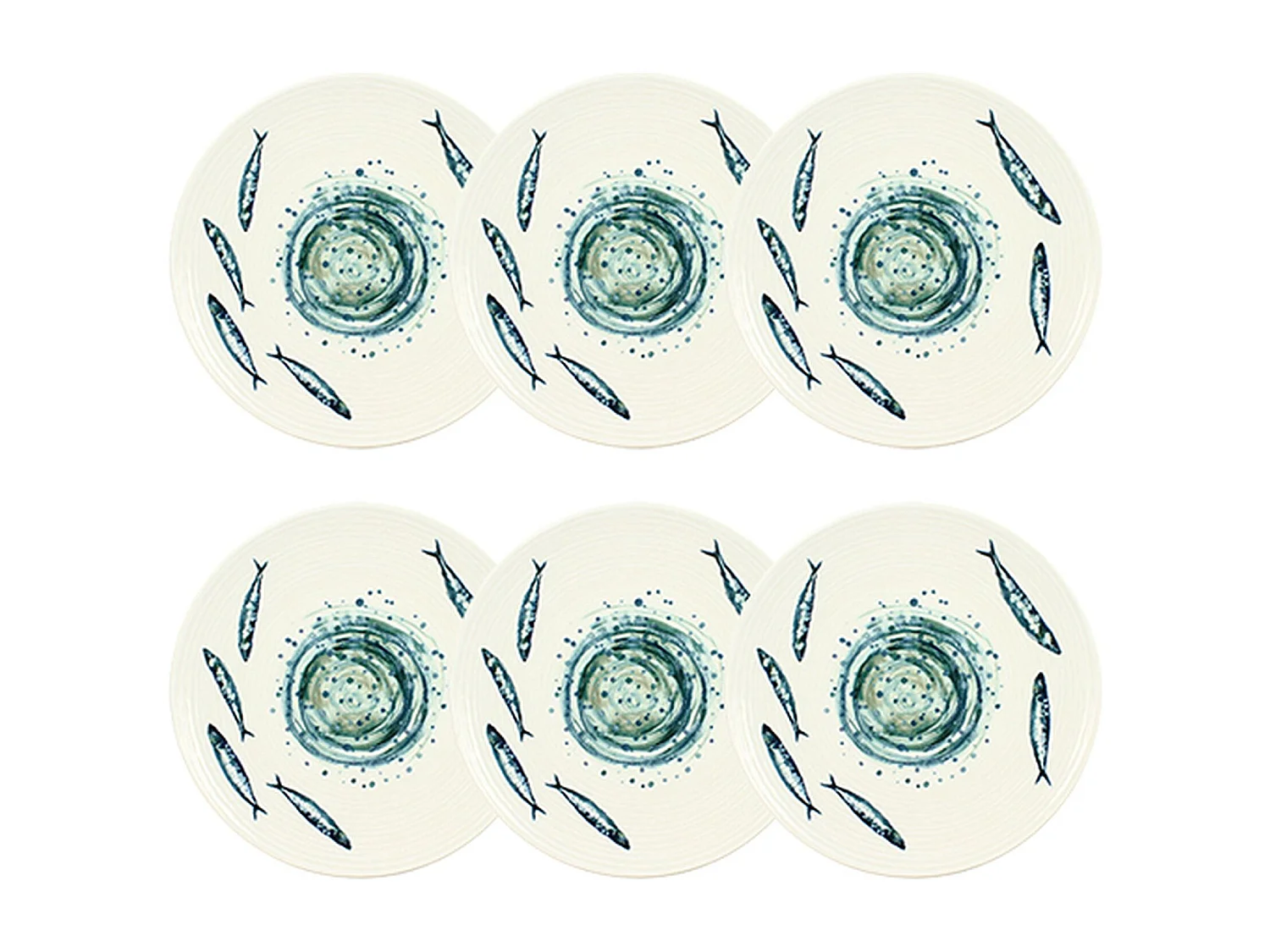 Novastyl - Lot 6 Assiettes Plates Sardine 27cm En Faience