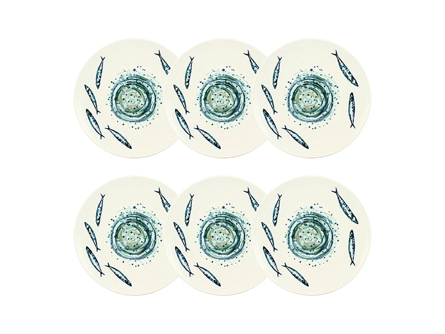Novastyl - Lot 6 Assiettes Plates Sardine 27cm En Faience