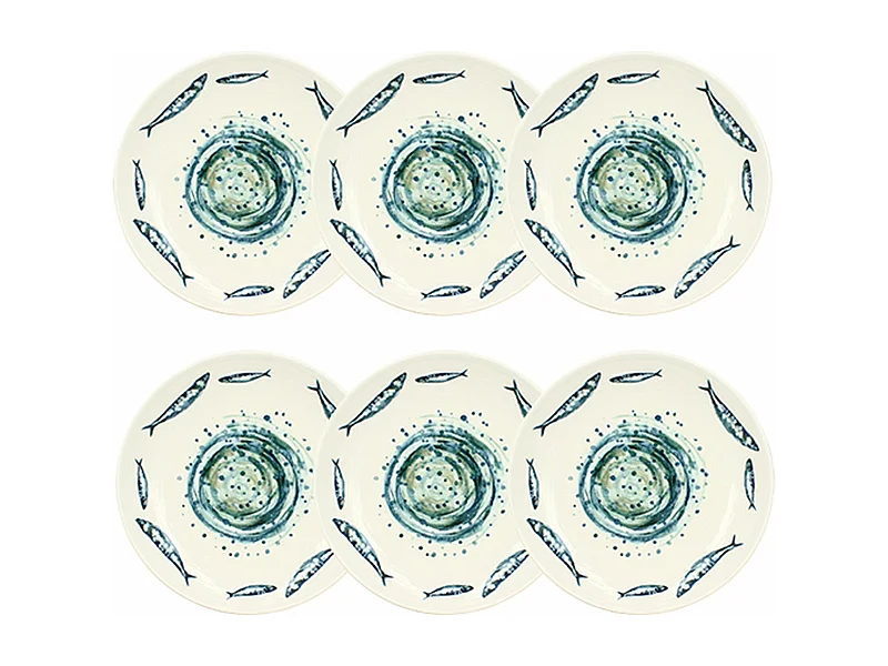 Novastyl - Lot 6 Assiettes Creuses Sardine 21.5cm En Faience