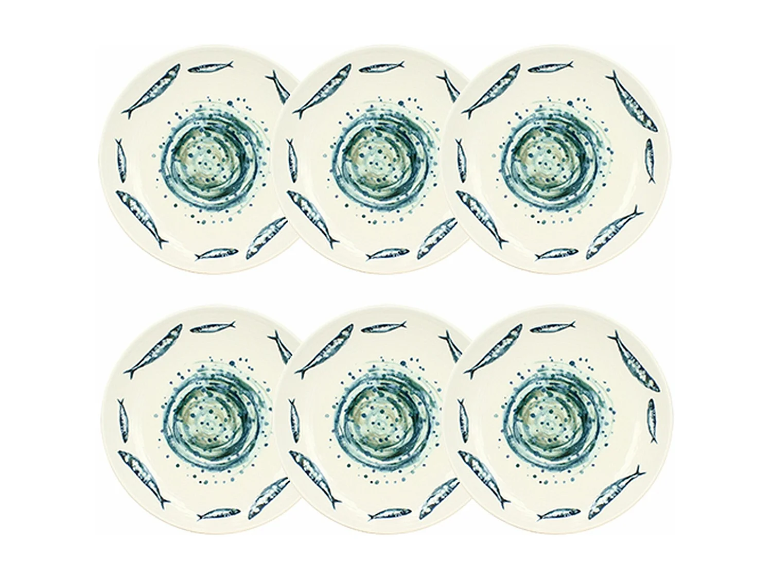 Novastyl - Lot 6 Assiettes Creuses Sardine 21.5cm En Faience