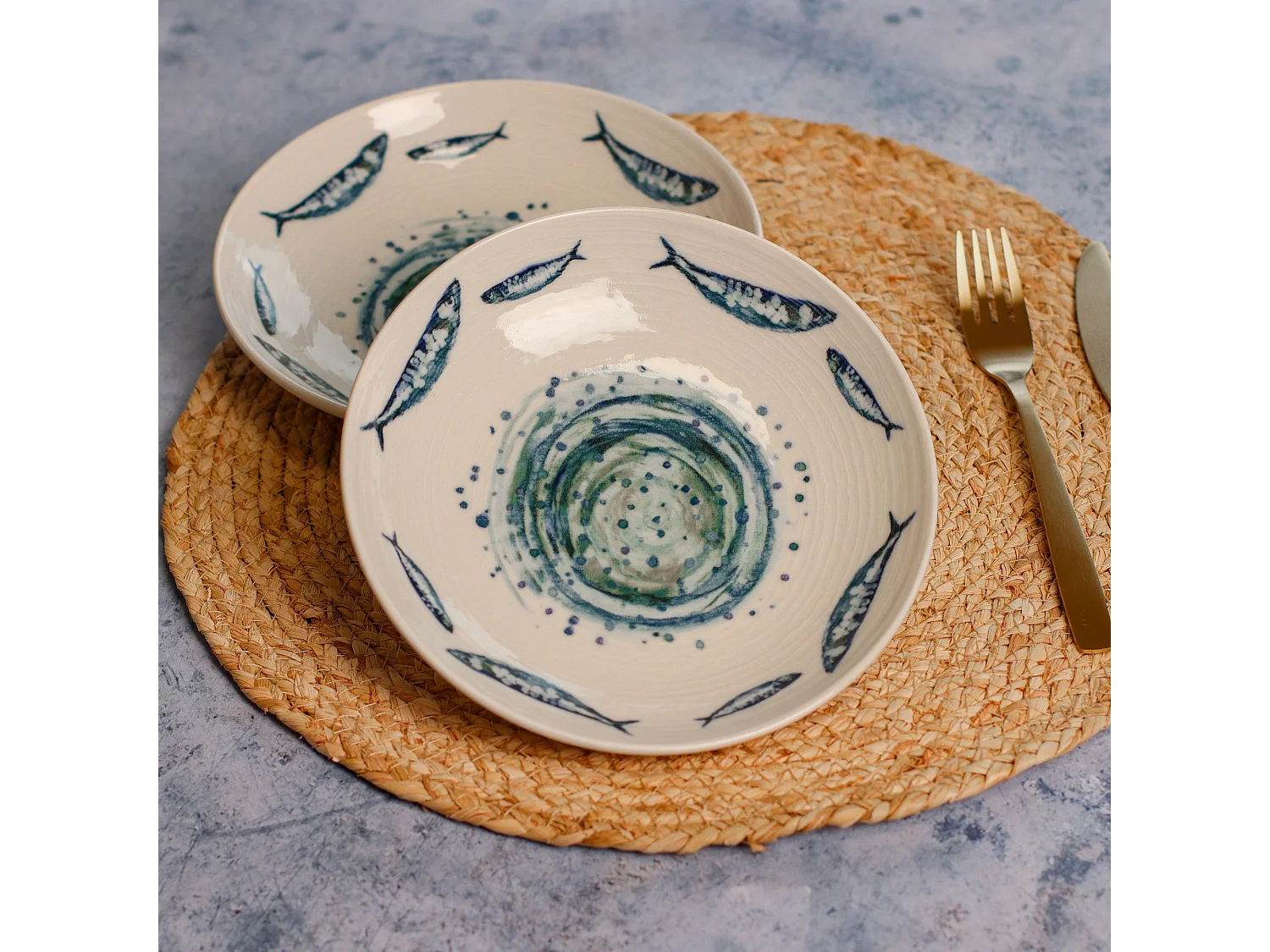 Novastyl - Lot 6 Assiettes Creuses Sardine 21.5cm En Faience