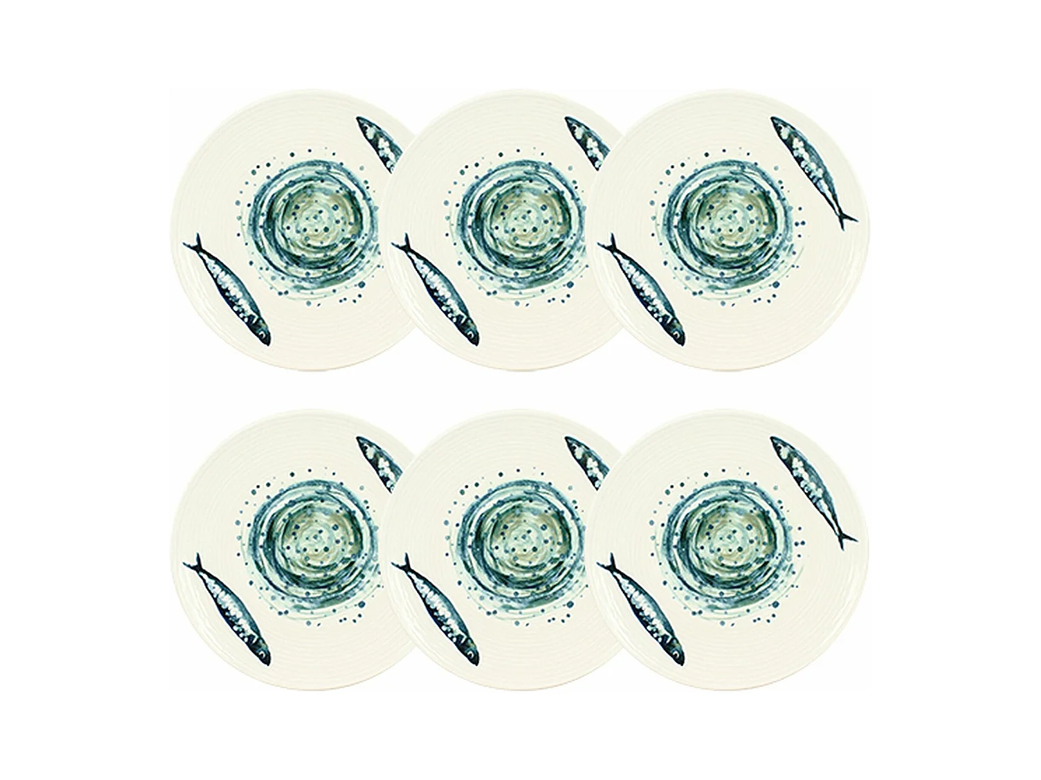 Novastyl - Lot 6 Assiettes Desserts Sardine 20cm En Faience