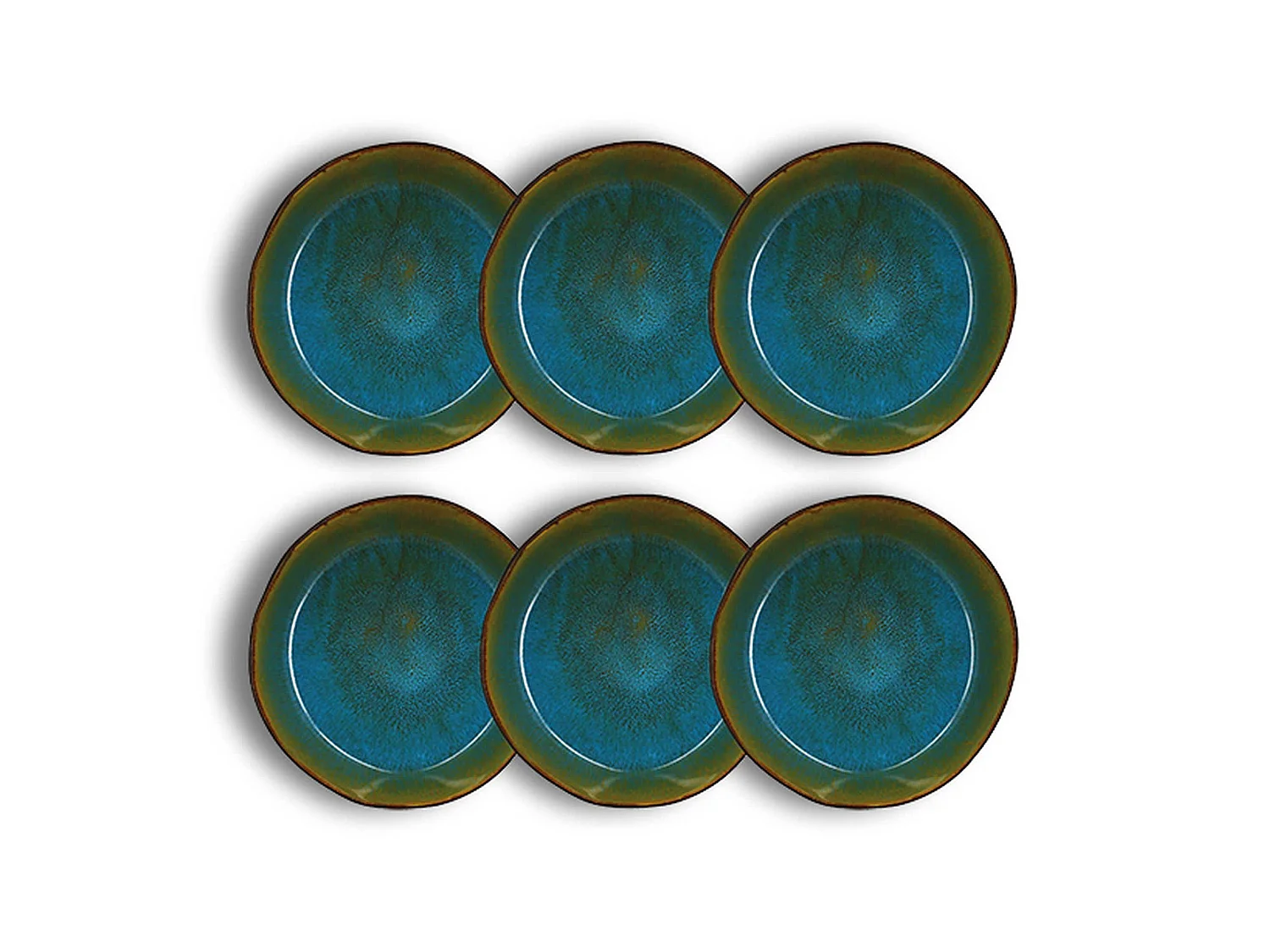 Ogo Living - Lot 6 Assiettes Coupe Motala 15cm En Gres Bleu