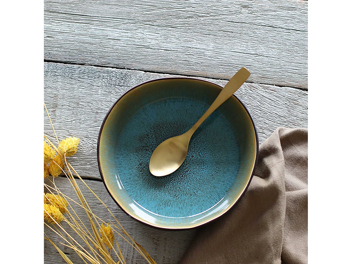 Ogo Living - Lot 6 Assiettes Coupe Motala 15cm En Gres Bleu