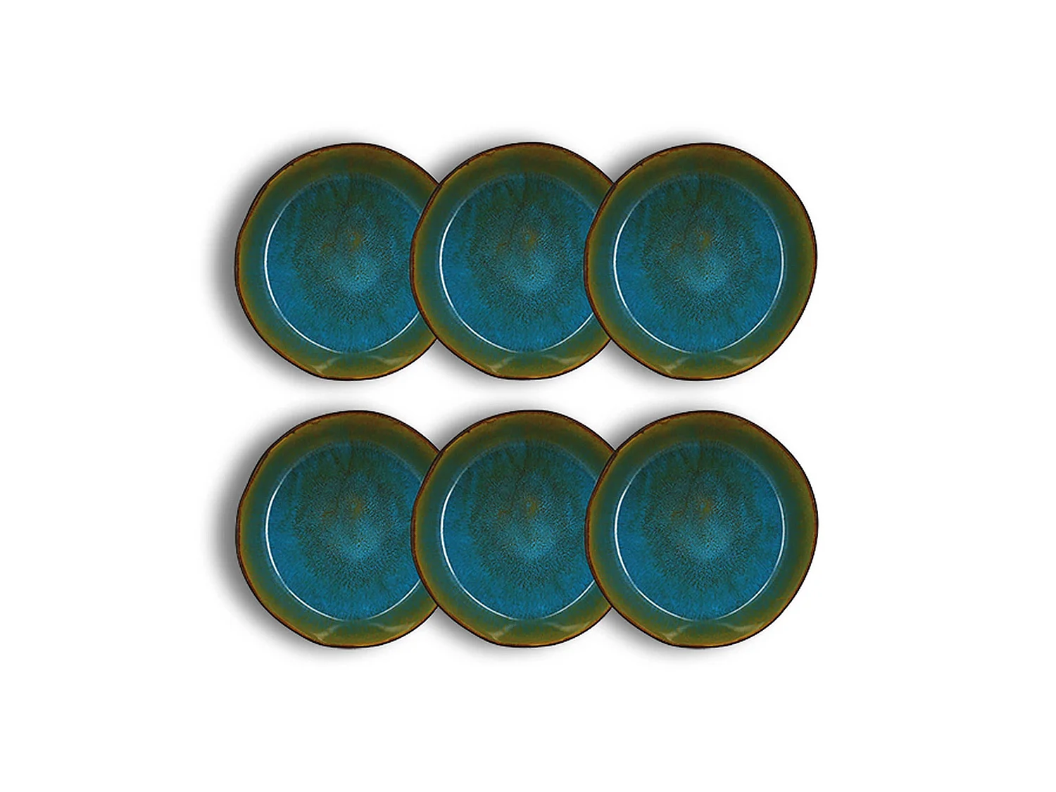 Ogo Living - Lot 6 Assiettes Coupe Motala 15cm En Gres Bleu