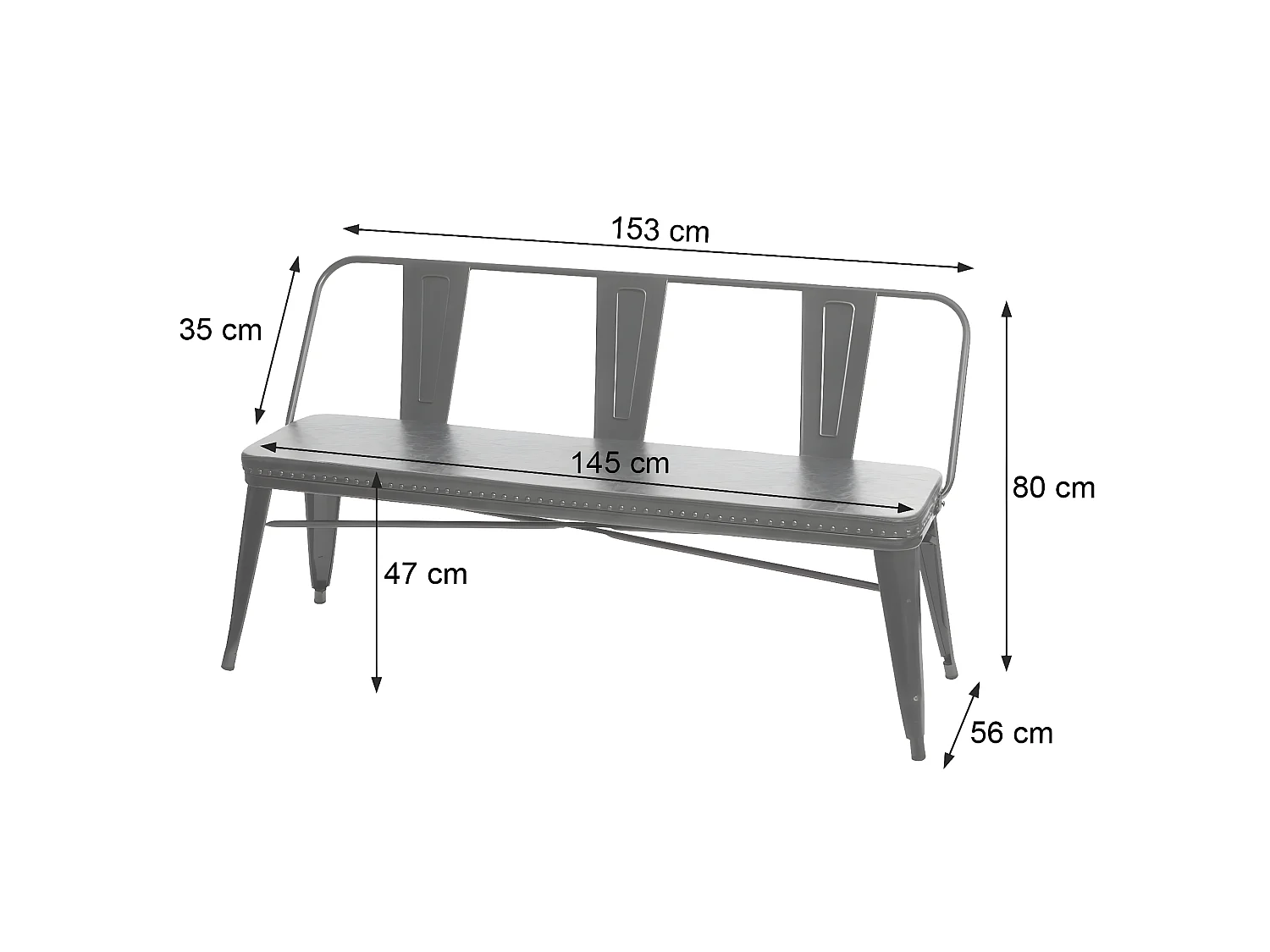 Ławka 3-osobowa MCW-H10,  czarno-brązowy