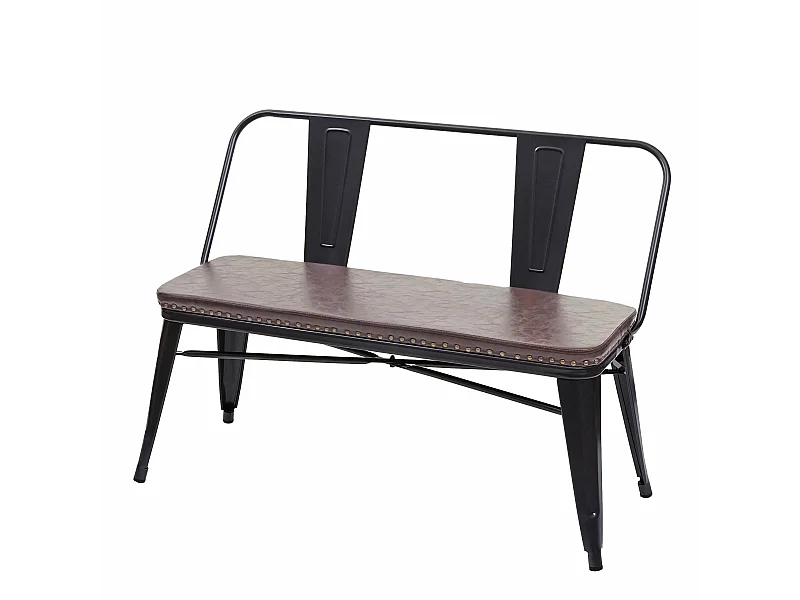 2-osobowa ławka MCW-H10 o industrialnym designie,  czarno-brązowy