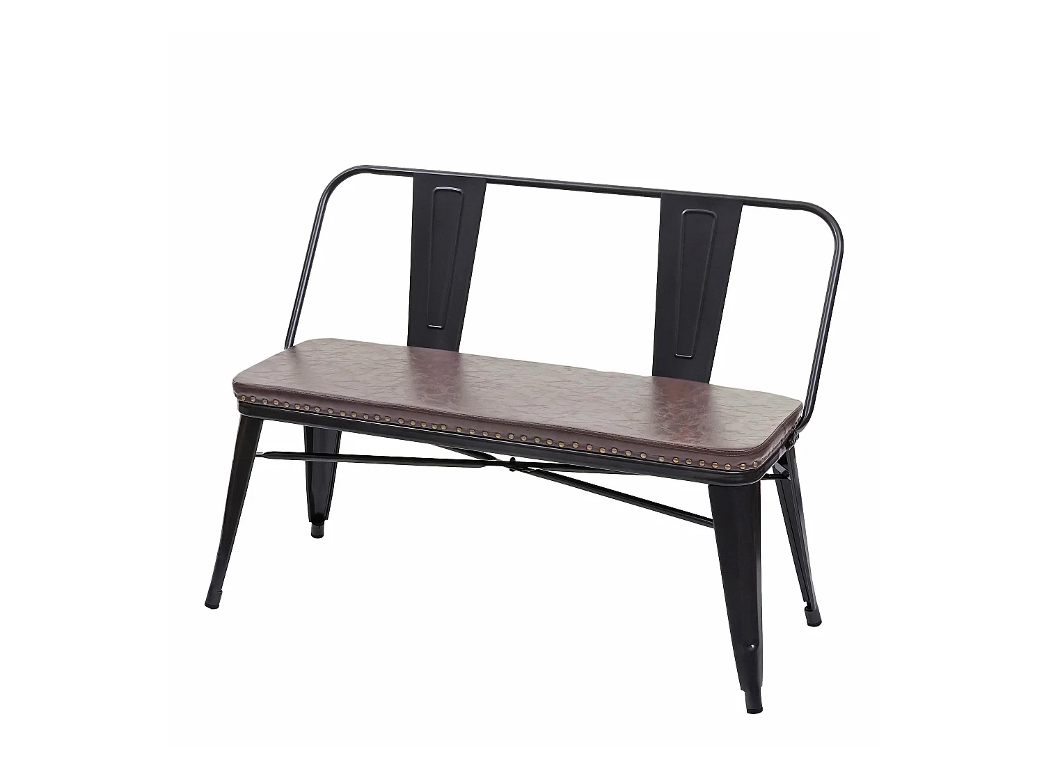 Banc 2 places MCW-H10 Design industriel,  noir-marron
