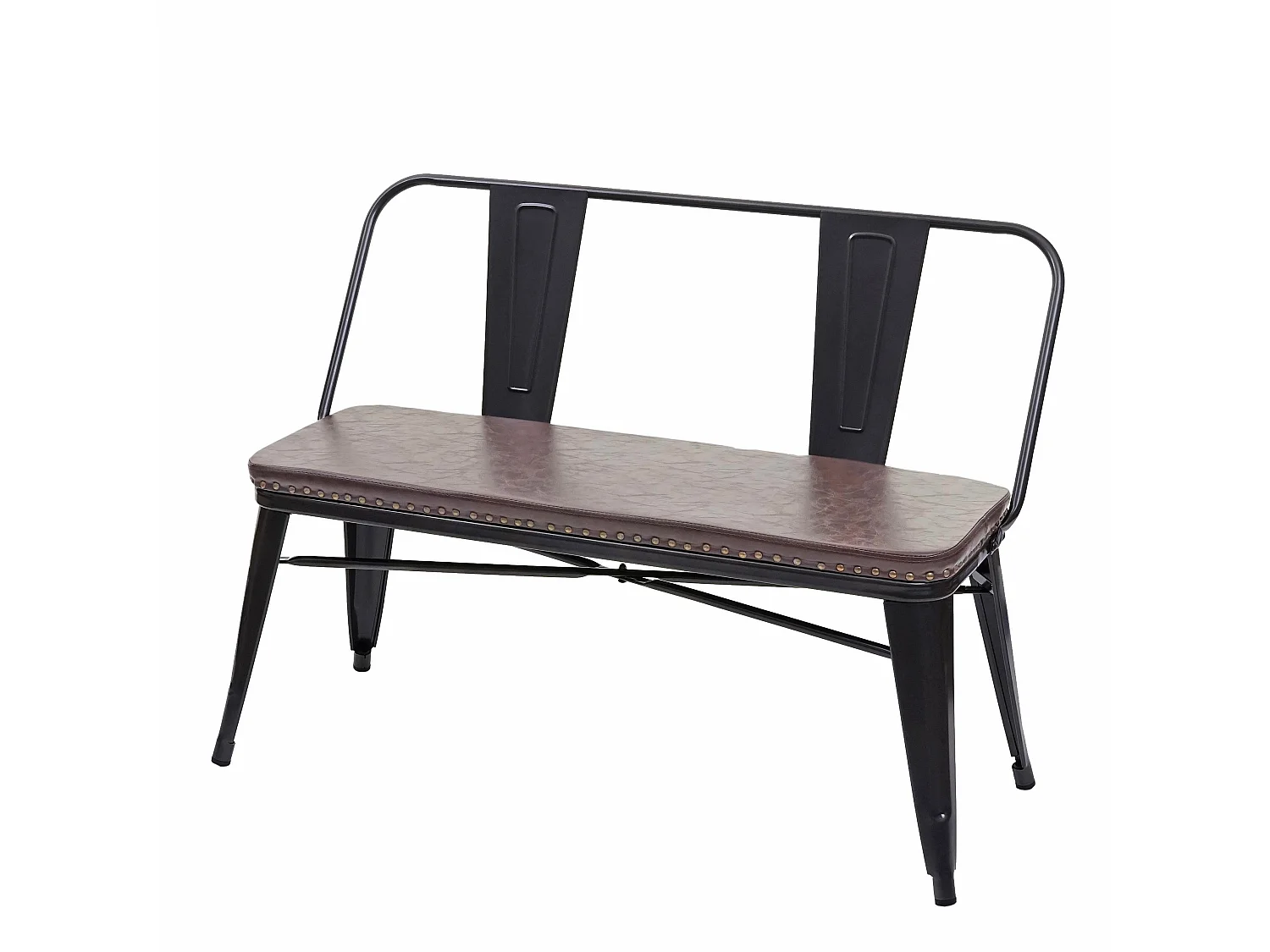 Banc 2 places MCW-H10 Design industriel,  noir-marron