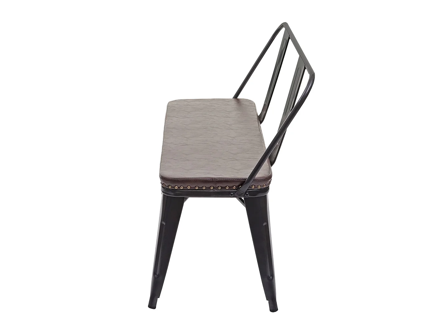 Banc 2 places MCW-H10 Design industriel,  noir-marron
