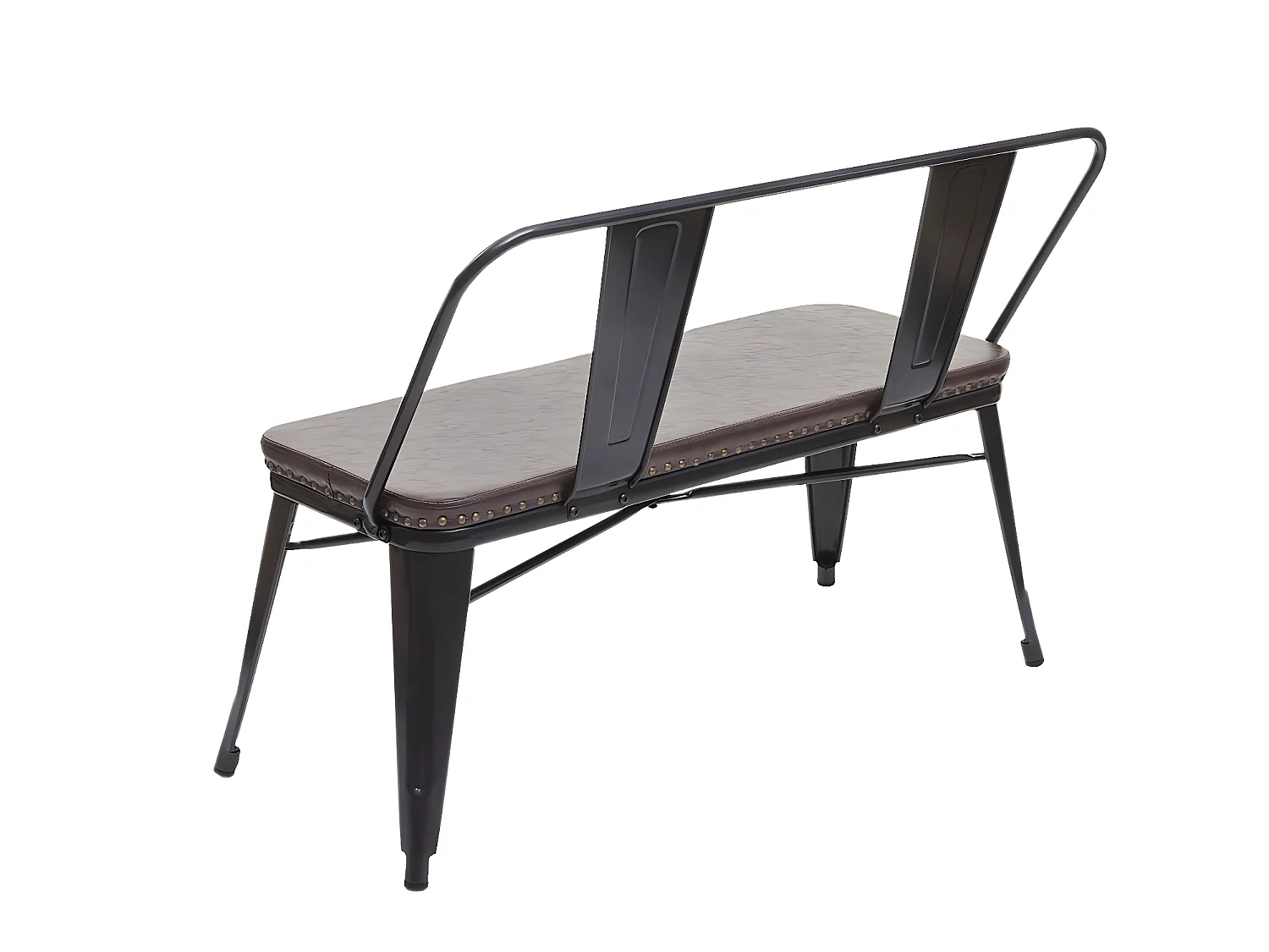 Banc 2 places MCW-H10 Design industriel,  noir-marron