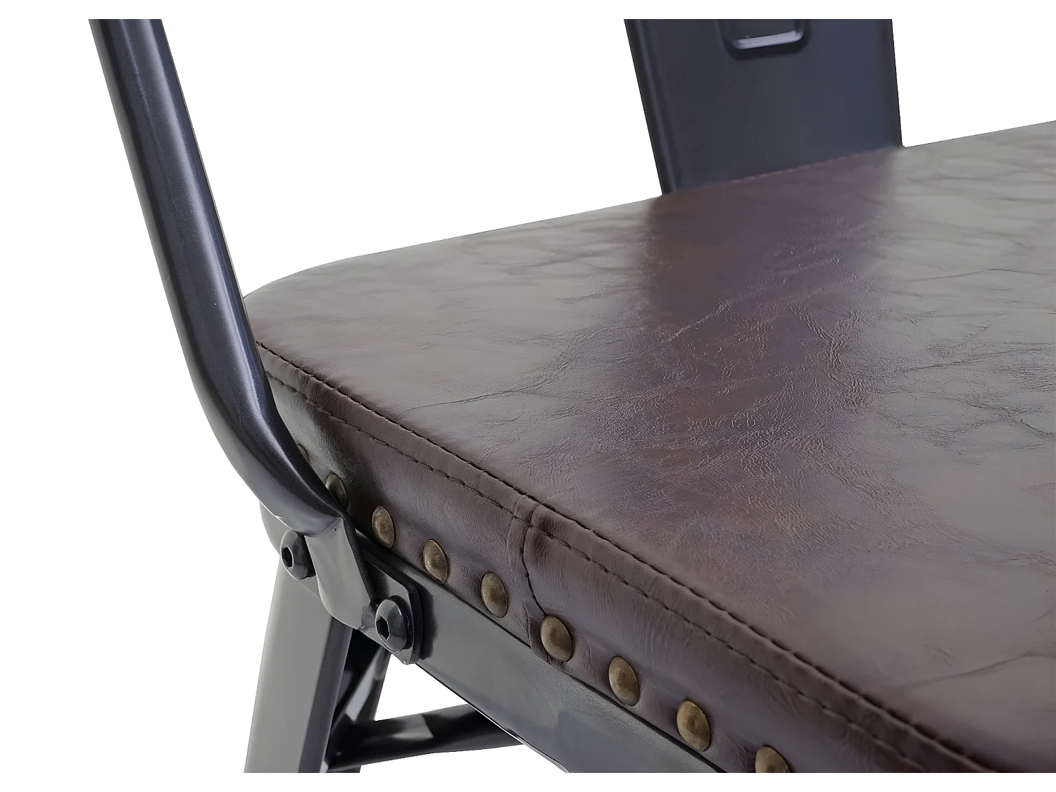 Banc 2 places MCW-H10 Design industriel,  noir-marron