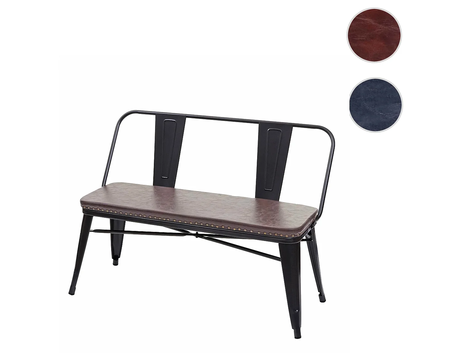 Banc 2 places MCW-H10 Design industriel,  noir-marron