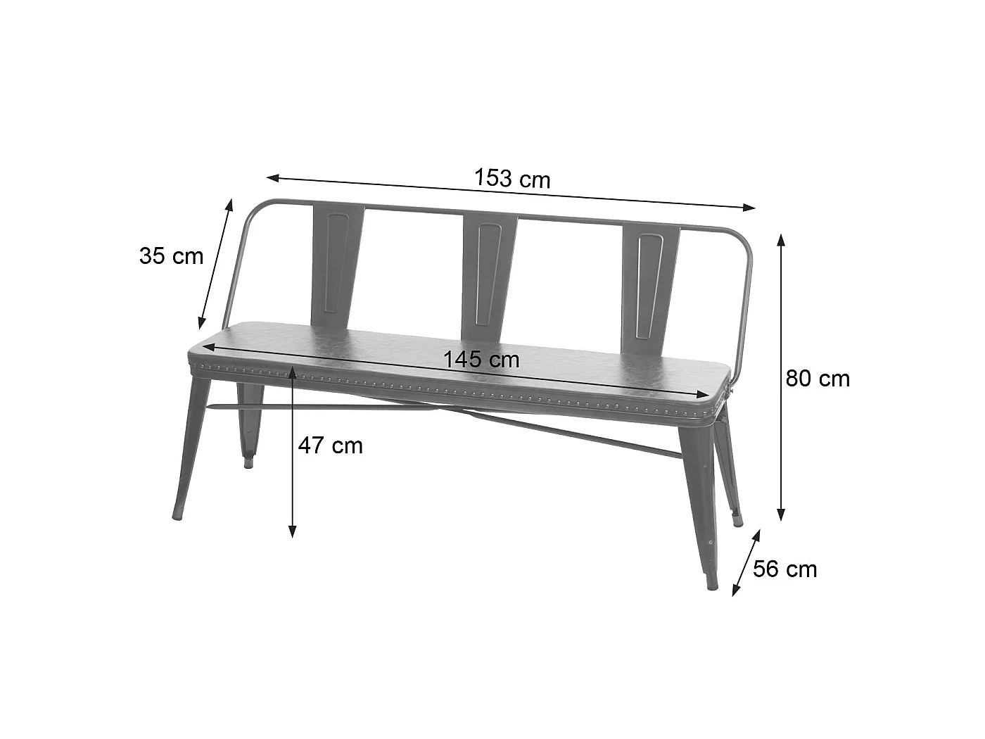 3-zitsbank MCW-H10,  zwart-grijs