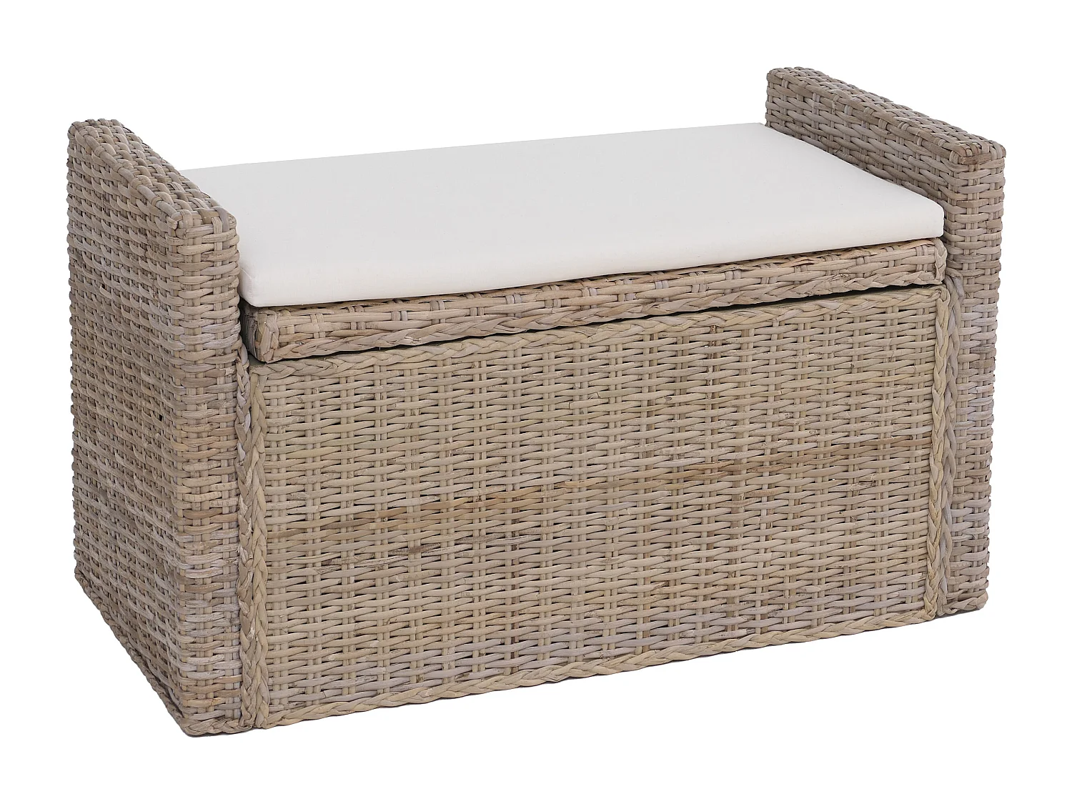 Ławka Genua z rattanu z schowkiem,  Kubu szara