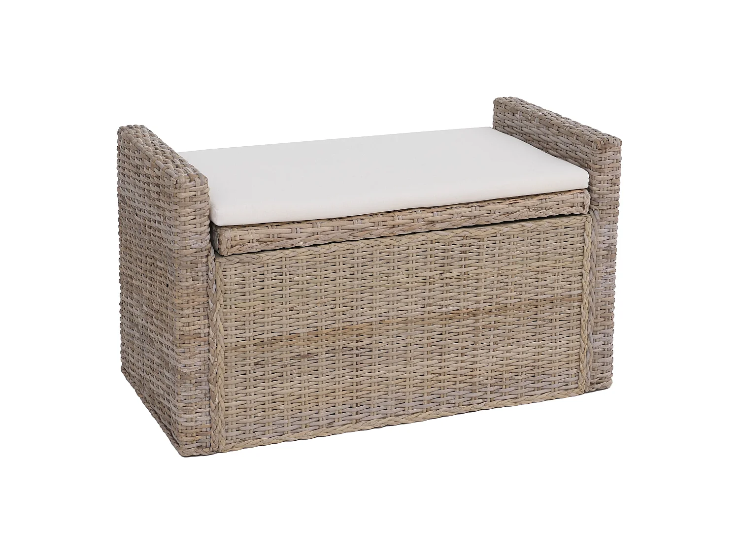 Banc Genua Rattan Compartiment de rangement,  kubu, gris