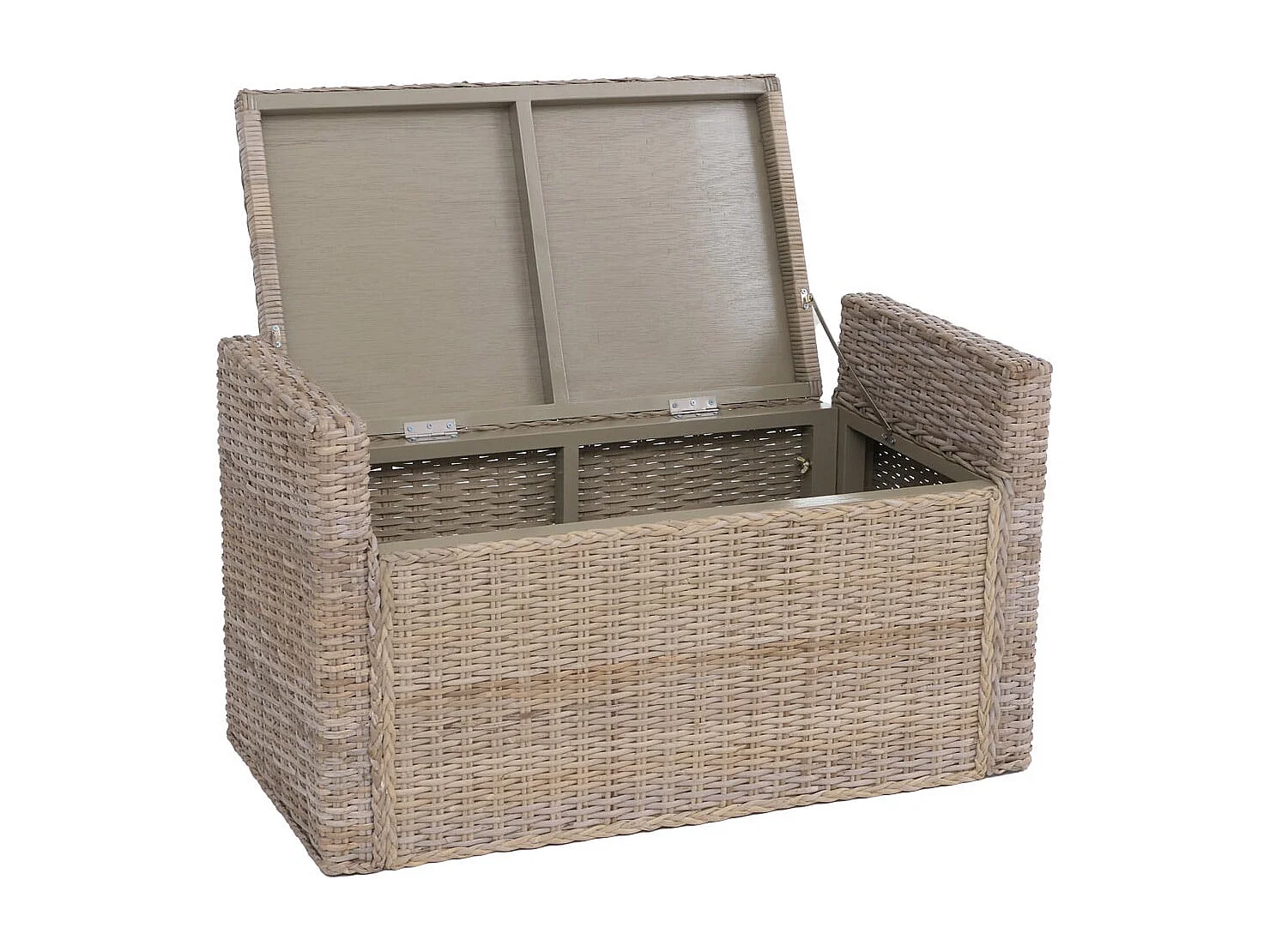 Banc Genua Rattan Compartiment de rangement,  kubu, gris