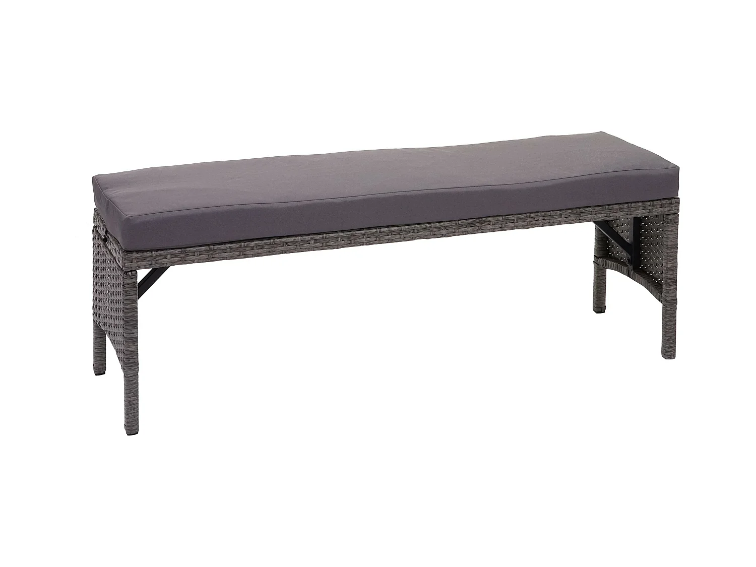 Banc en poly rotin MCW-G16,  gris, coussin gris foncé