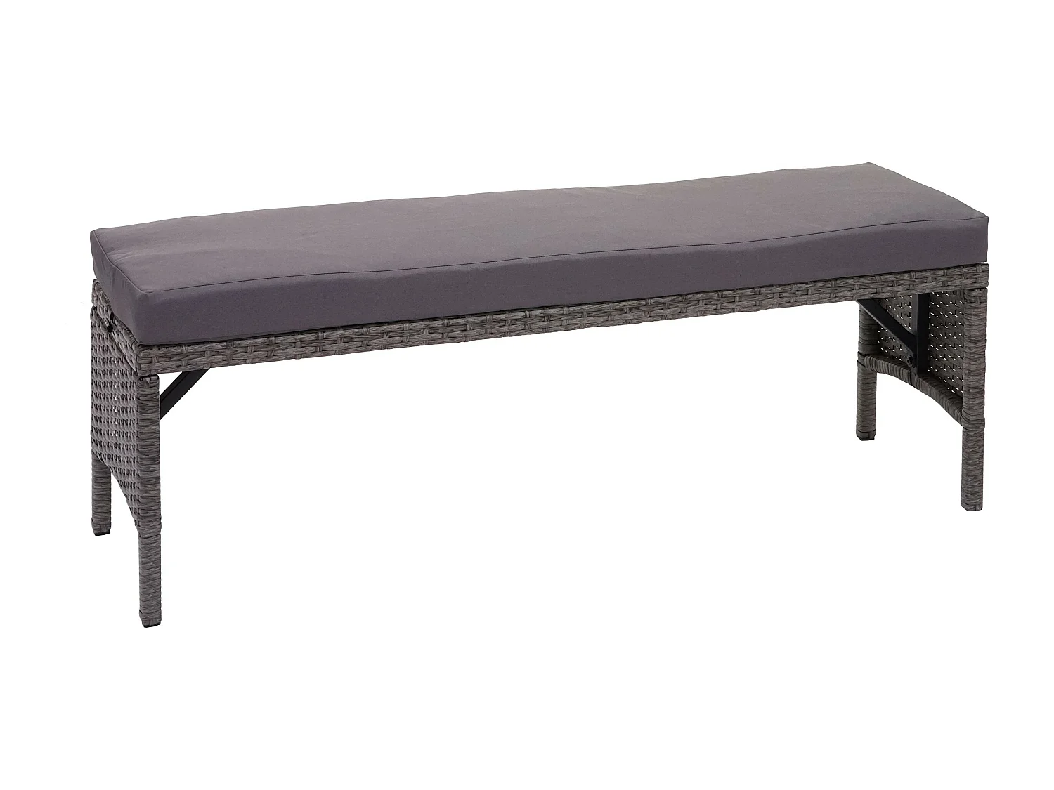 Polyrotan bank MCW-G16,  grijs, kussens donkergrijs