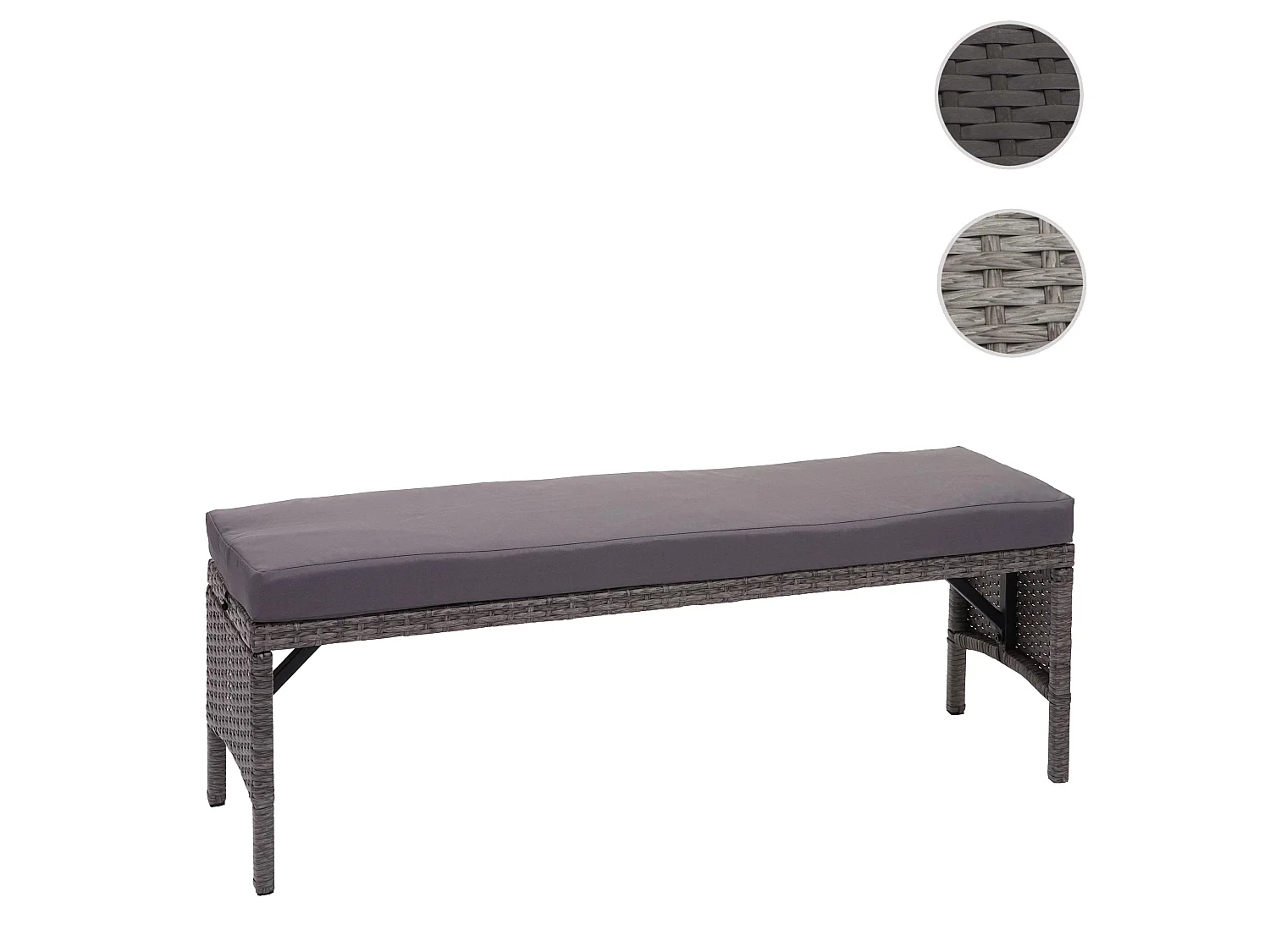 Polyrotan bank MCW-G16,  grijs, kussens donkergrijs