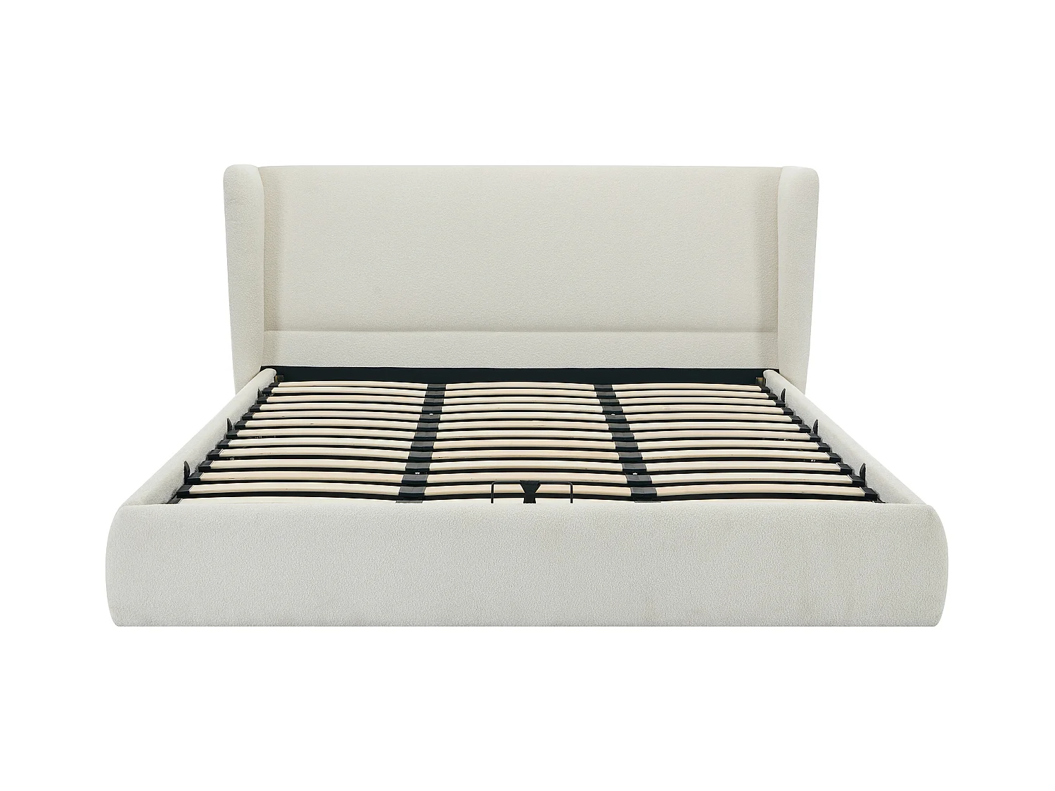 Lit coffre 140 x 190 cm - Tissu bouclette - Crème - CORTAGA