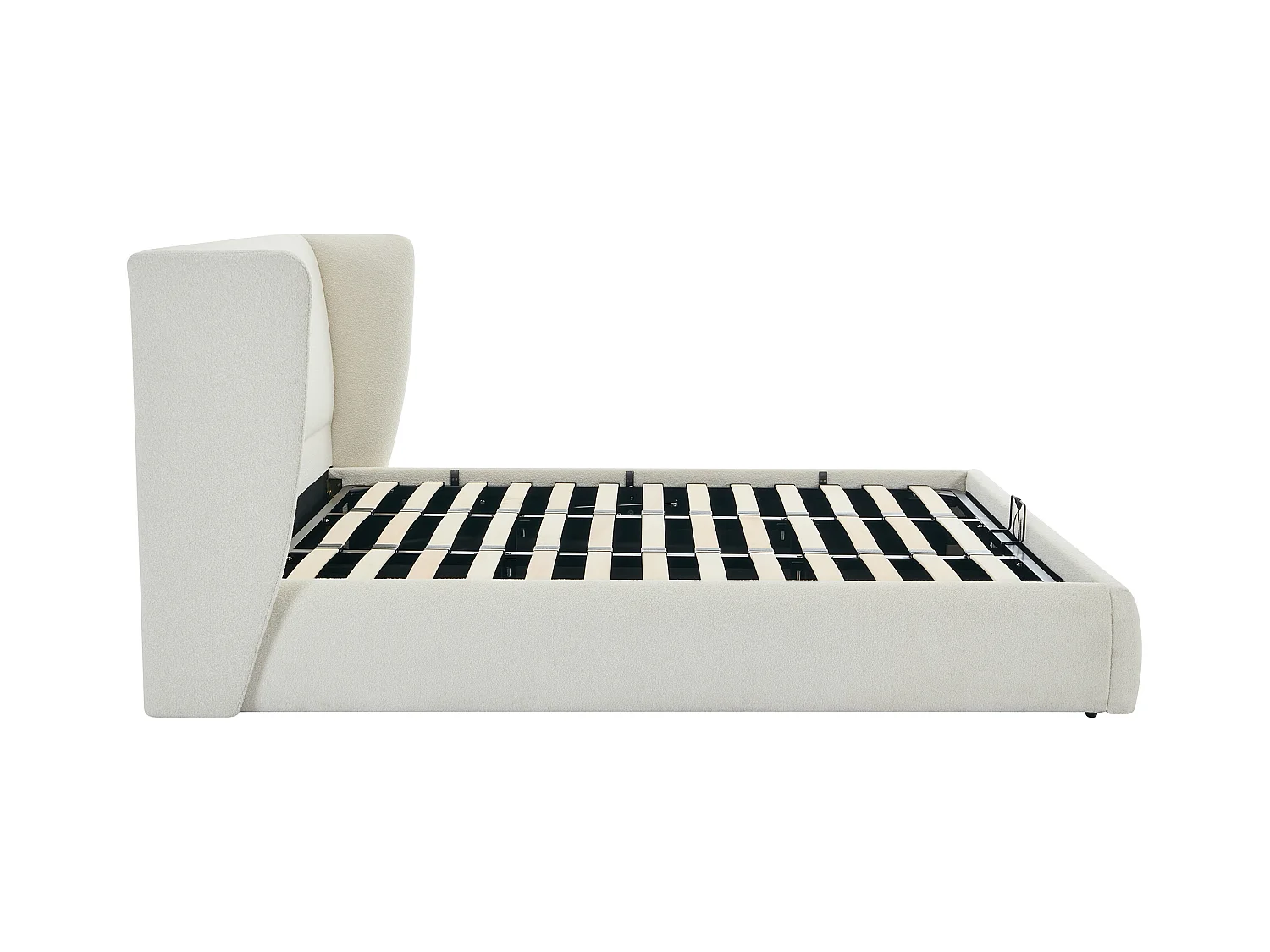Lit coffre 140 x 190 cm - Tissu bouclette - Crème - CORTAGA
