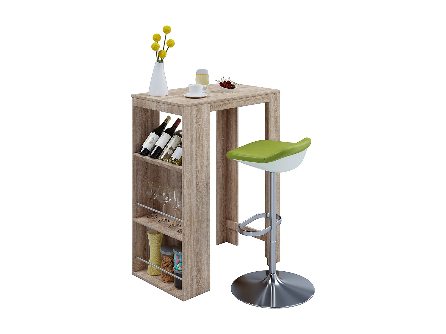 Mesa de bar VCM | Mesa alta com espaço de armazenamento | Dimensões A. 110 x L. 80 x P. 50 cm | Mesa de pé - Oktola (carvalho Sonoma (Sägerau))