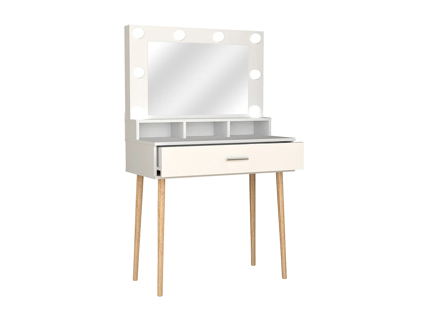 VCM Coiffeuse Coiffeur miroir Lindas (Blanc)