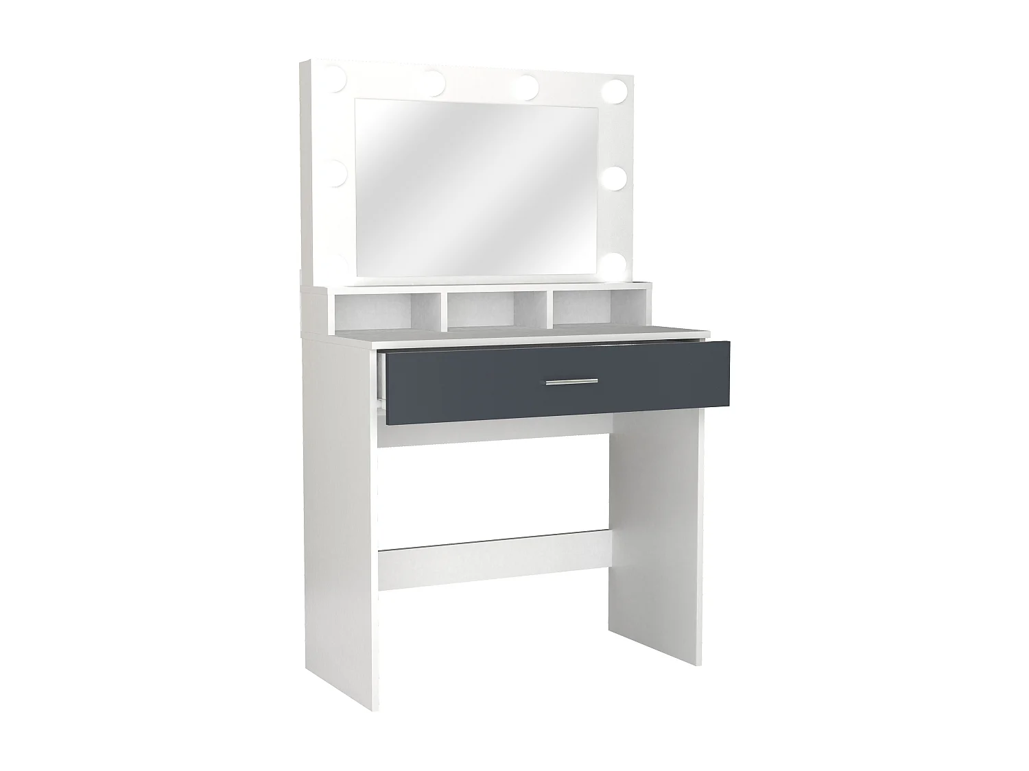 Makeup table Kosmal White / Anthracite H. 133 x W. 80 x D. 40 cm
