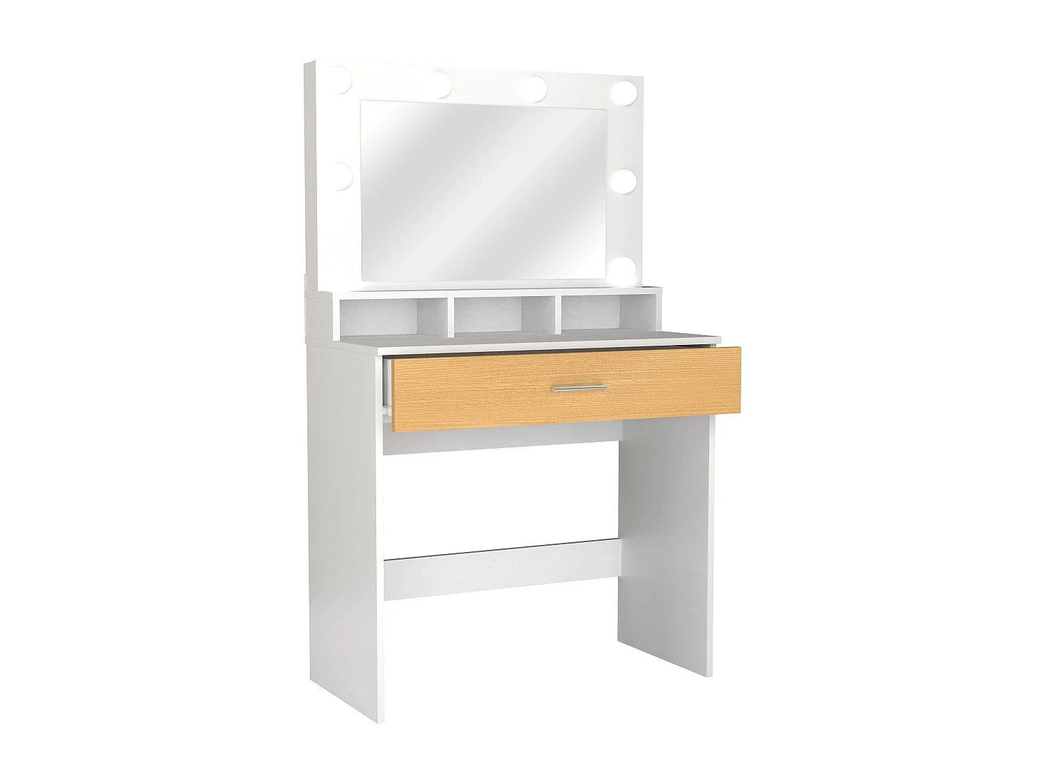 Makeup table Kosmal White / Honey oak H. 133 x W. 80 x D. 40 cm