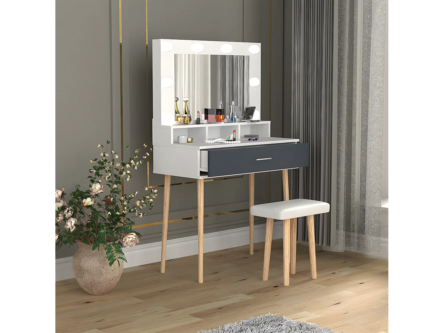 Schminktisch Hocker Spiegel Lindas