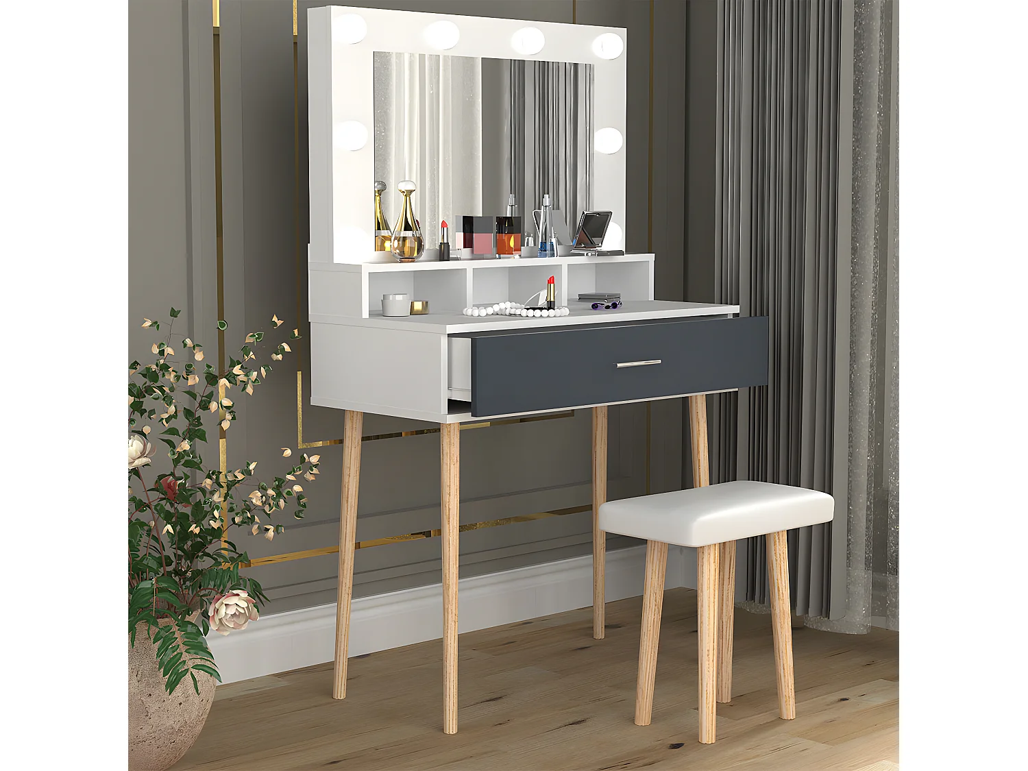 Schminktisch Hocker Spiegel Lindas